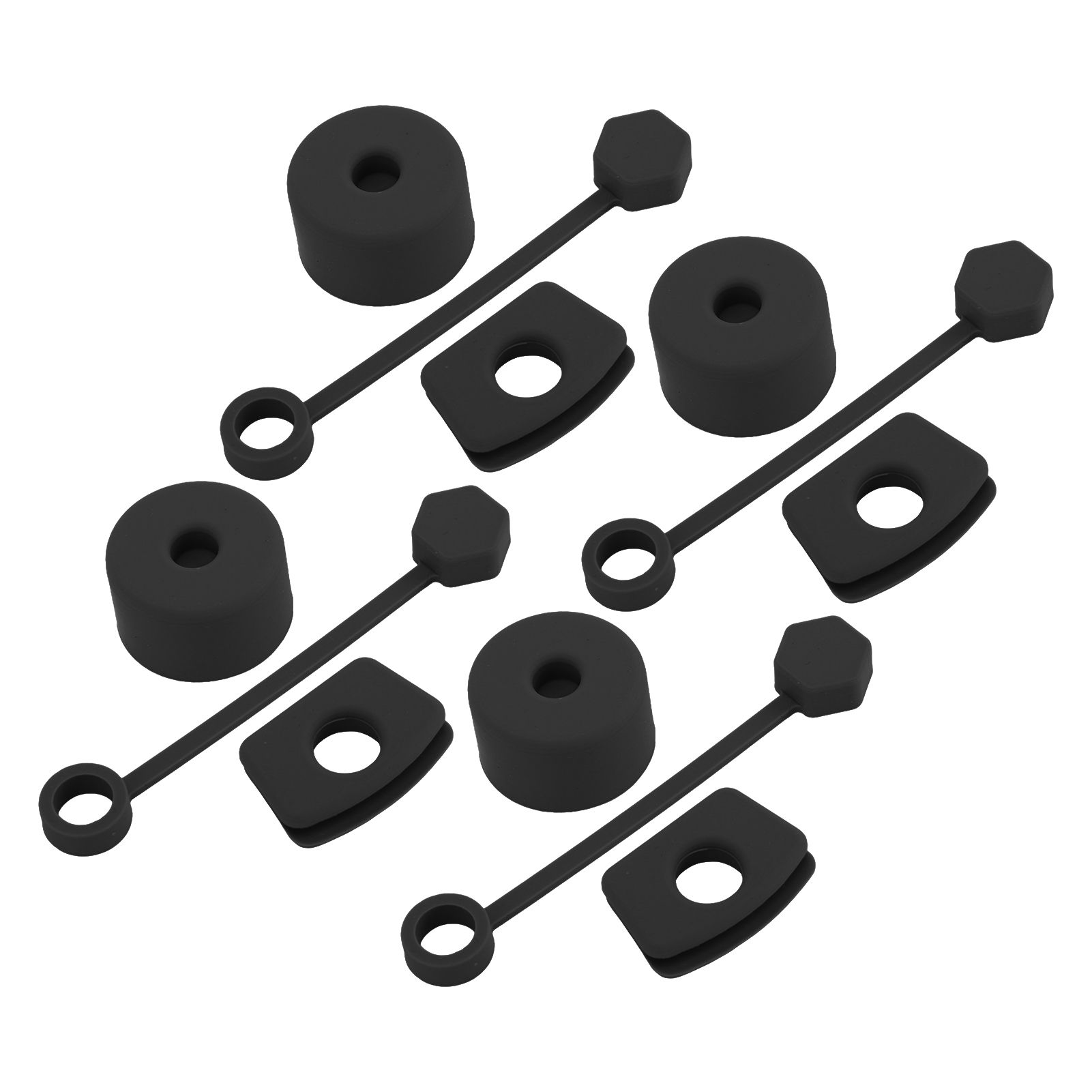 4 Set Silicone Spill Proof Stopper Set Tumbler Accessories Including Straw Cover Cap Square Leak Stopper Round Lid Stopper Plug Black - Image 4