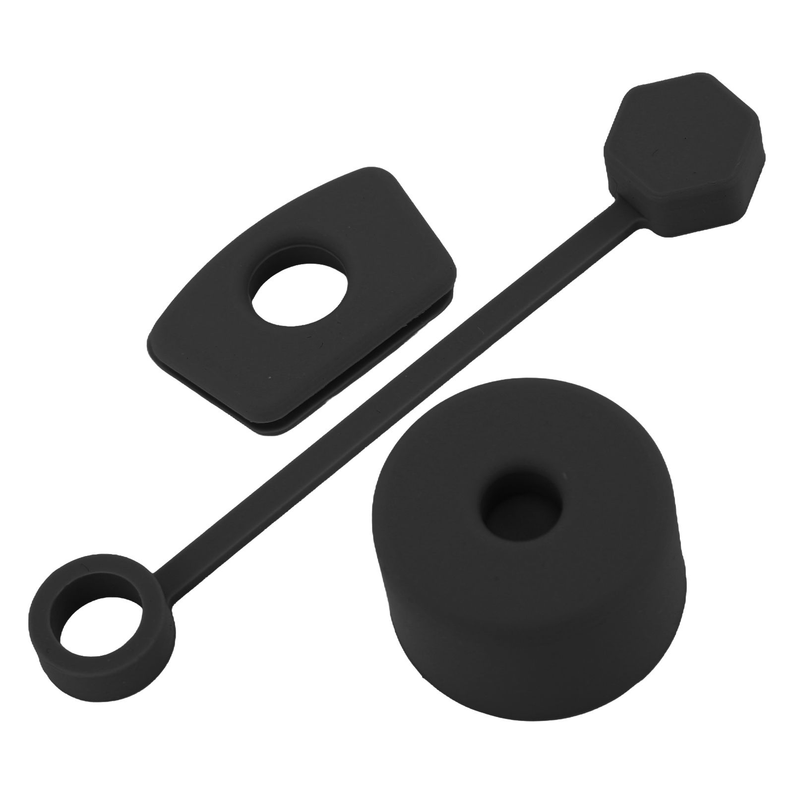 4 Set Silicone Spill Proof Stopper Set Tumbler Accessories Including Straw Cover Cap Square Leak Stopper Round Lid Stopper Plug Black - Image 5