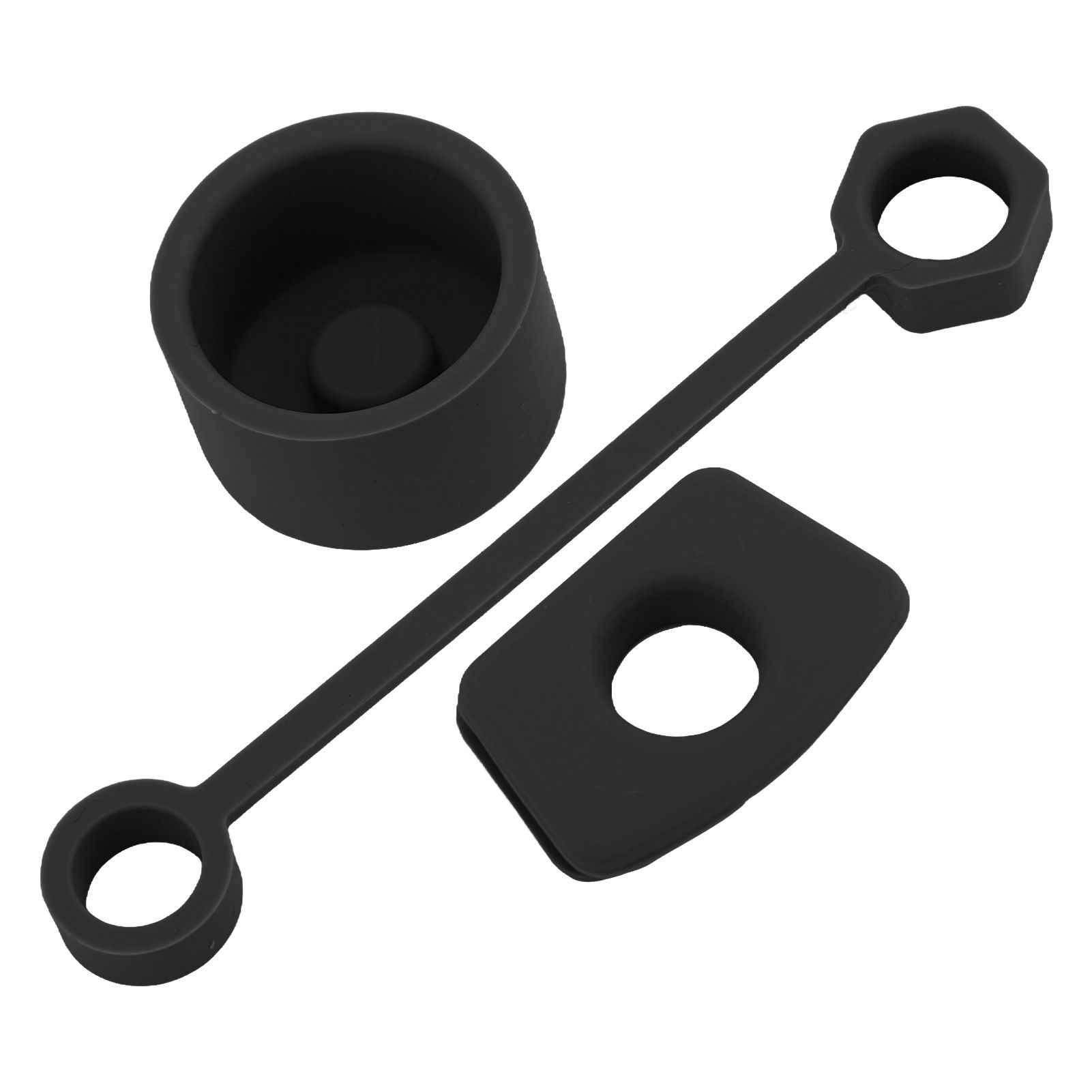 4 Set Silicone Spill Proof Stopper Set Tumbler Accessories Including Straw Cover Cap Square Leak Stopper Round Lid Stopper Plug Black - Image 8