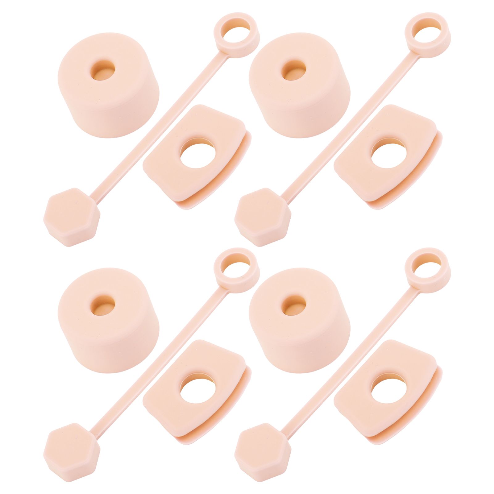 4 Set Silicone Spill Proof Stopper Set Tumbler Accessories Including Straw Cover Cap Square Leak Stopper Round Lid Stopper Plug Pink - Image 1