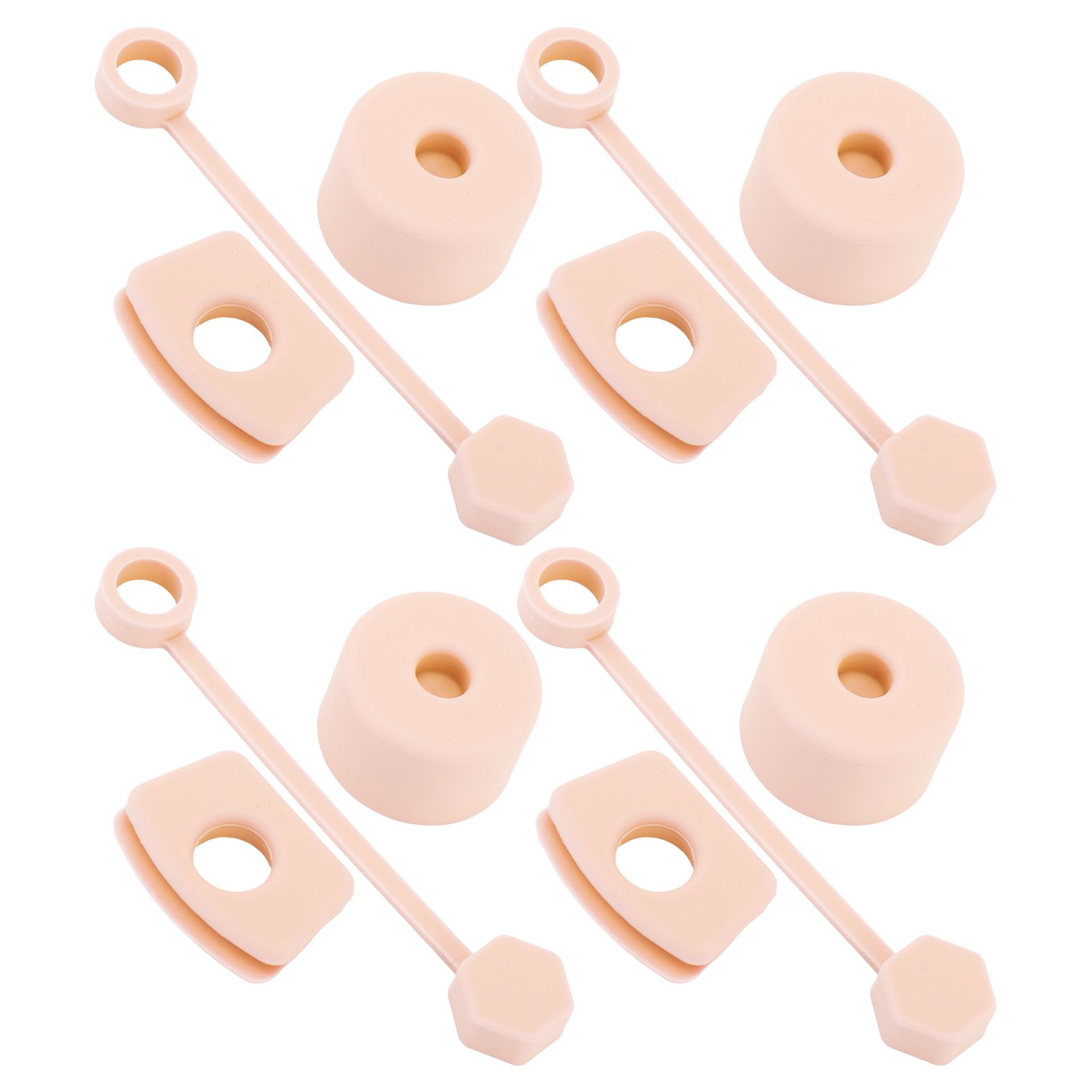 4 Set Silicone Spill Proof Stopper Set Tumbler Accessories Including Straw Cover Cap Square Leak Stopper Round Lid Stopper Plug Pink - Image 2