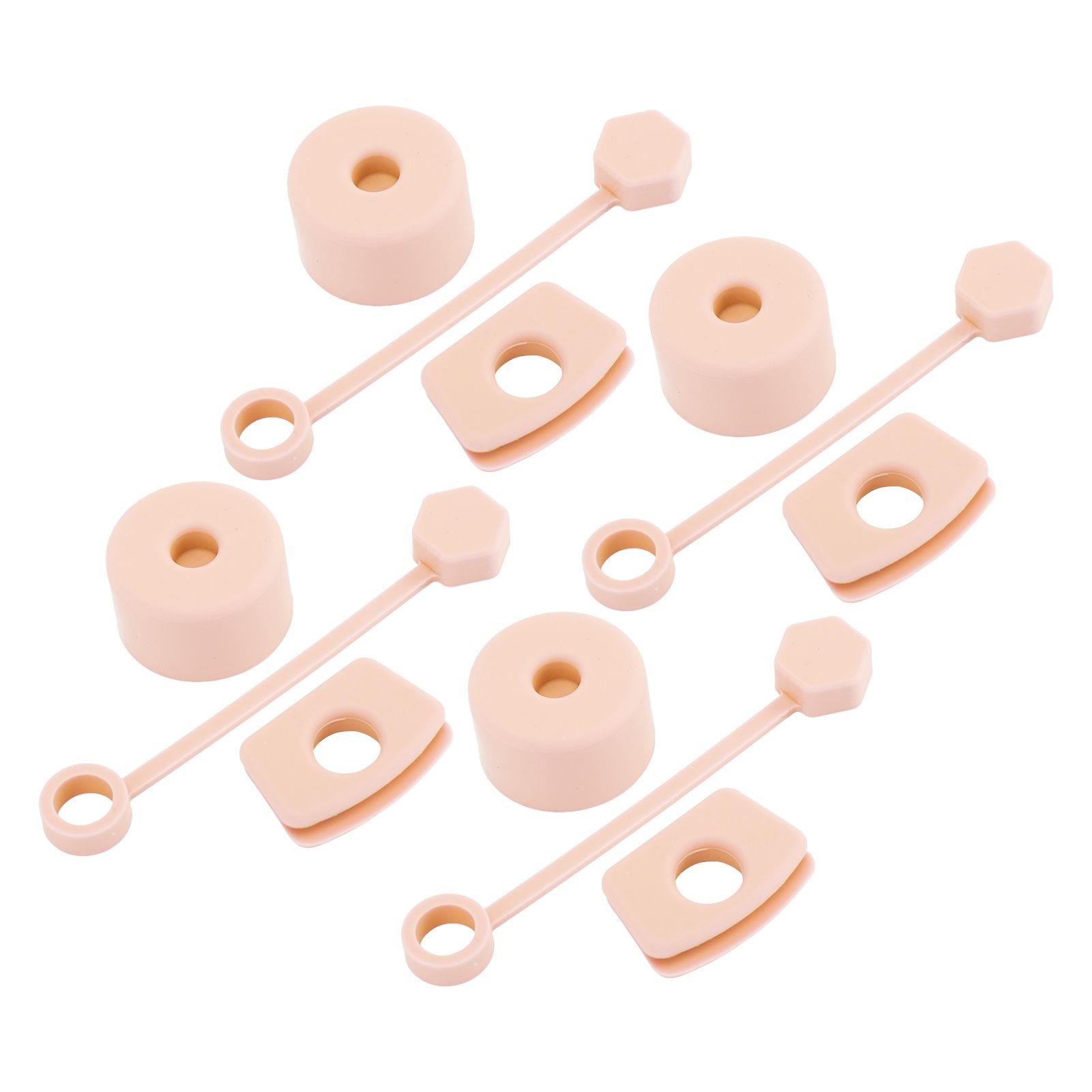 4 Set Silicone Spill Proof Stopper Set Tumbler Accessories Including Straw Cover Cap Square Leak Stopper Round Lid Stopper Plug Pink - Image 4