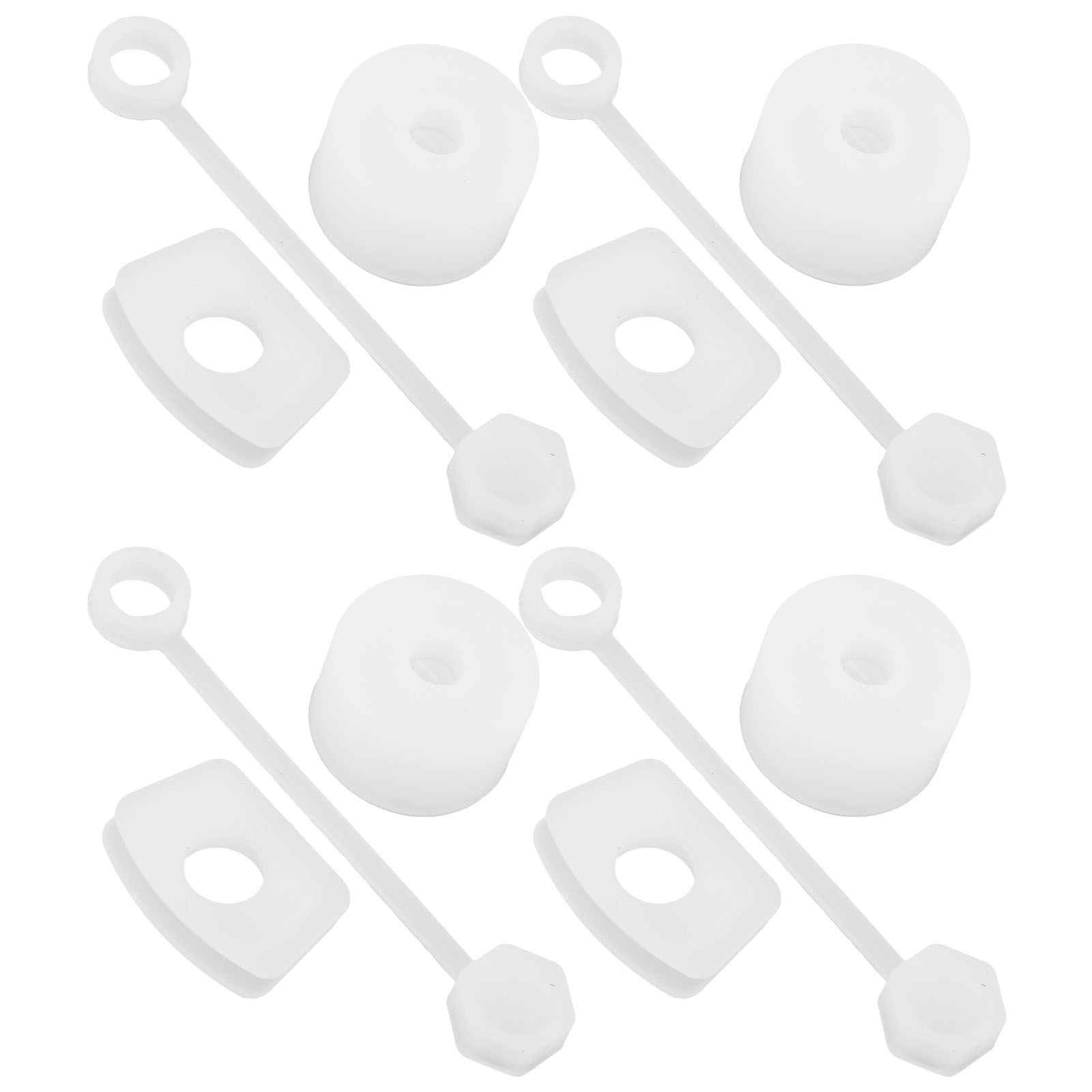 4 Set Silicone Spill Proof Stopper Set Tumbler Accessories Including Straw Cover Cap Square Leak Stopper Round Lid Stopper Plug Transparent White - Image 2