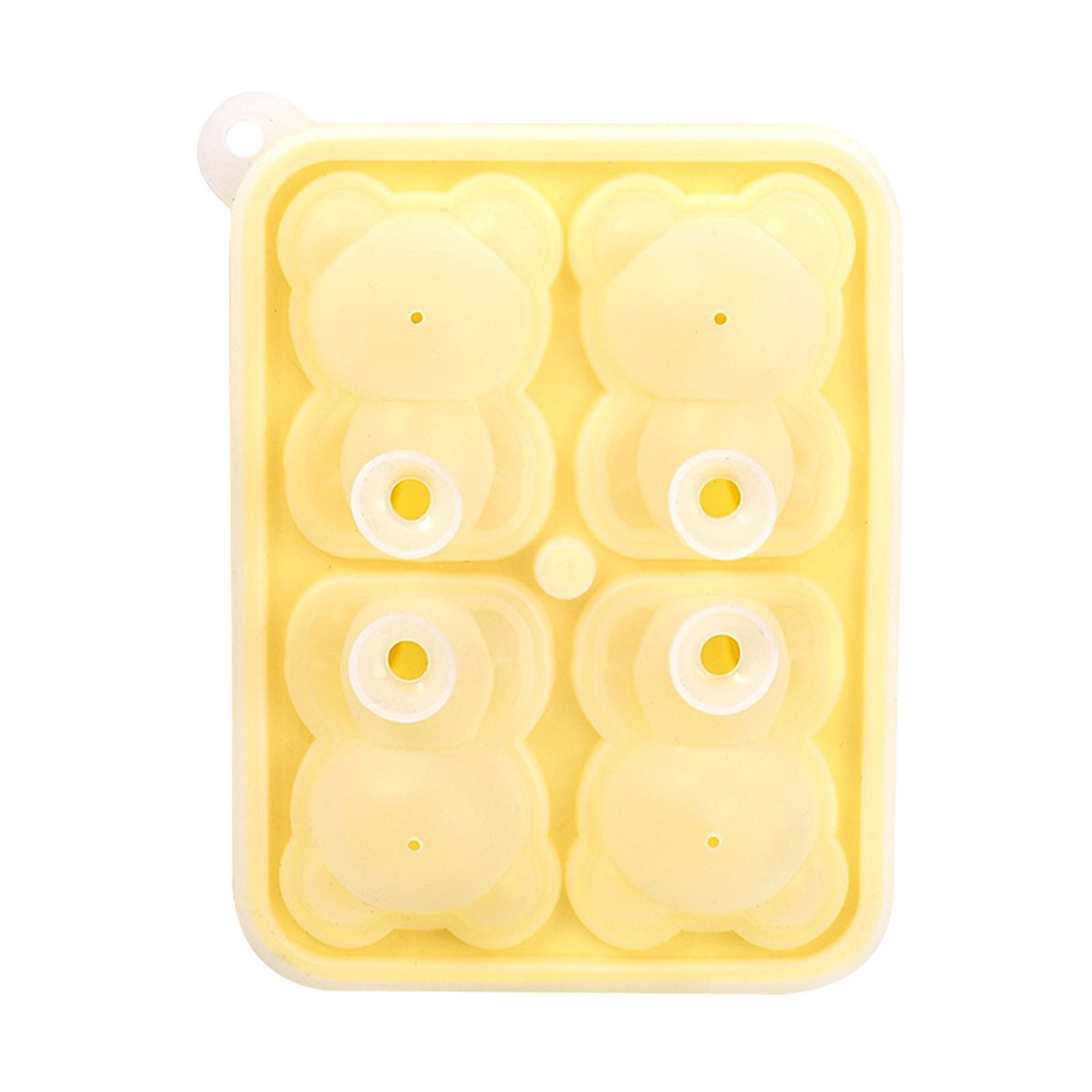 Little Bear Shape Ice Mold 4 Grids Silicone Ice Block Mould for Making Ice Cream Cake Candle Yellow - Image 1