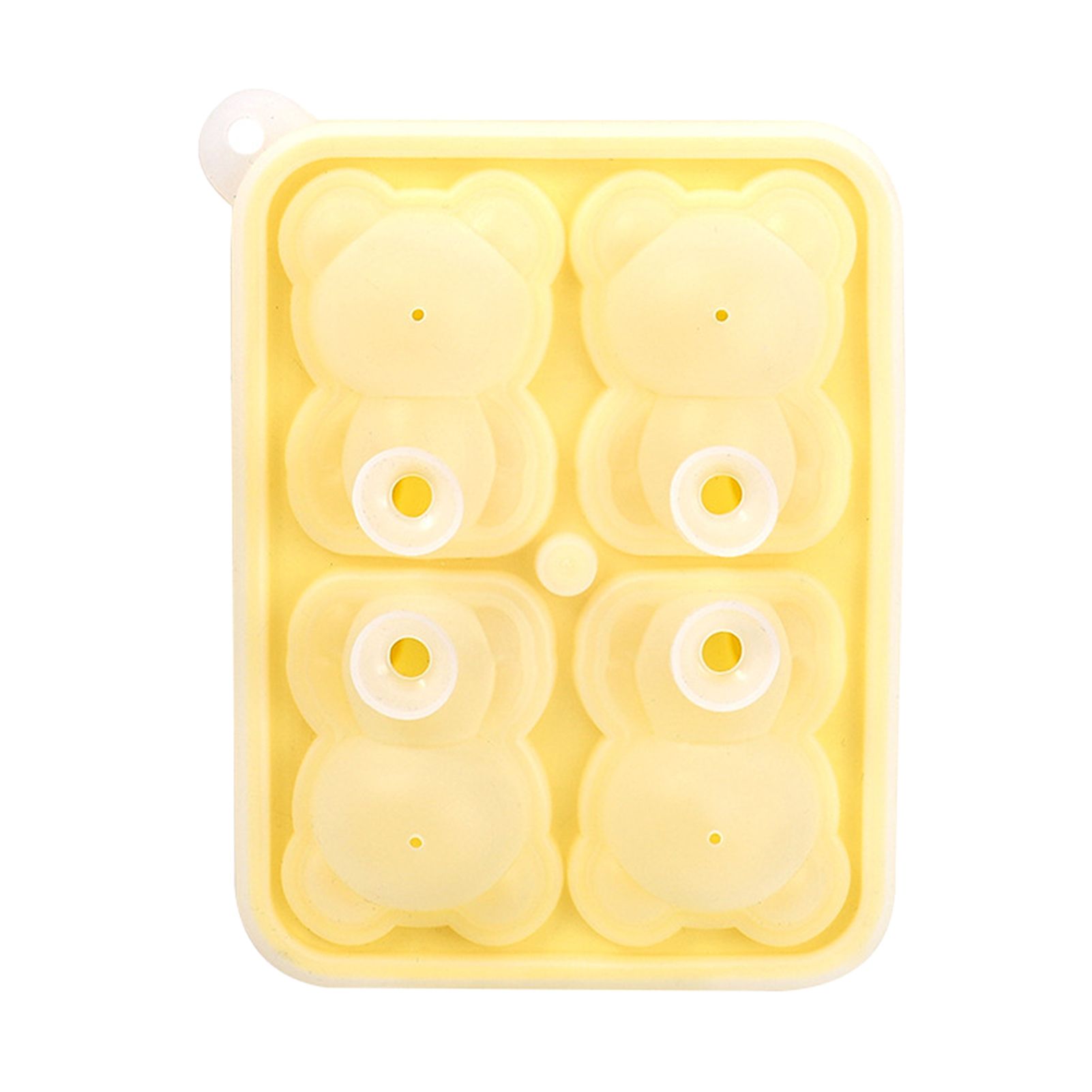 Little Bear Shape Ice Mold 4 Grids Silicone Ice Block Mould for Making Ice Cream Cake Candle Yellow - Image 2