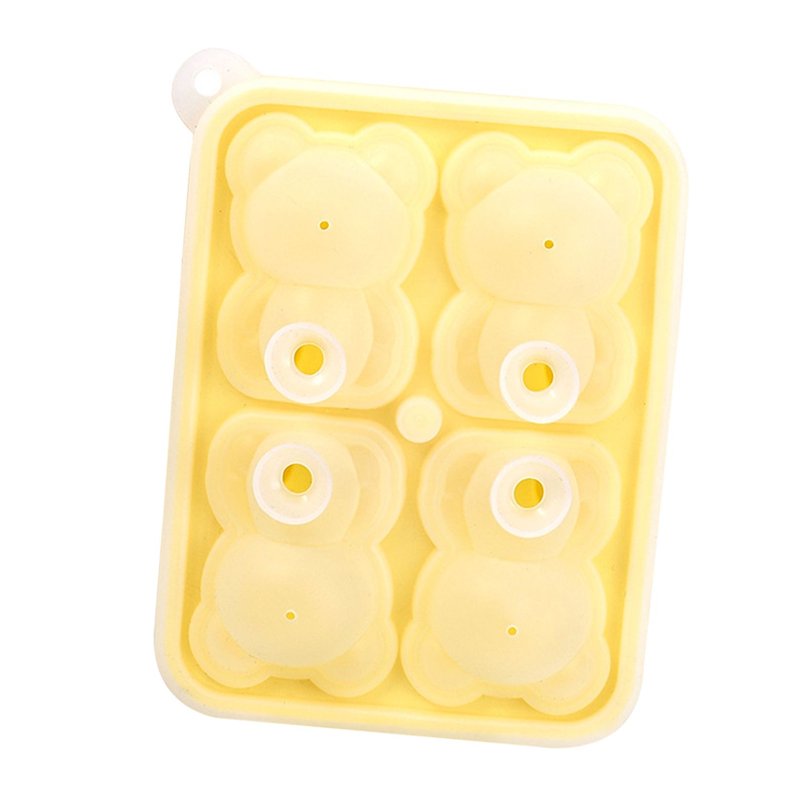 Little Bear Shape Ice Mold 4 Grids Silicone Ice Block Mould for Making Ice Cream Cake Candle Yellow - Image 3
