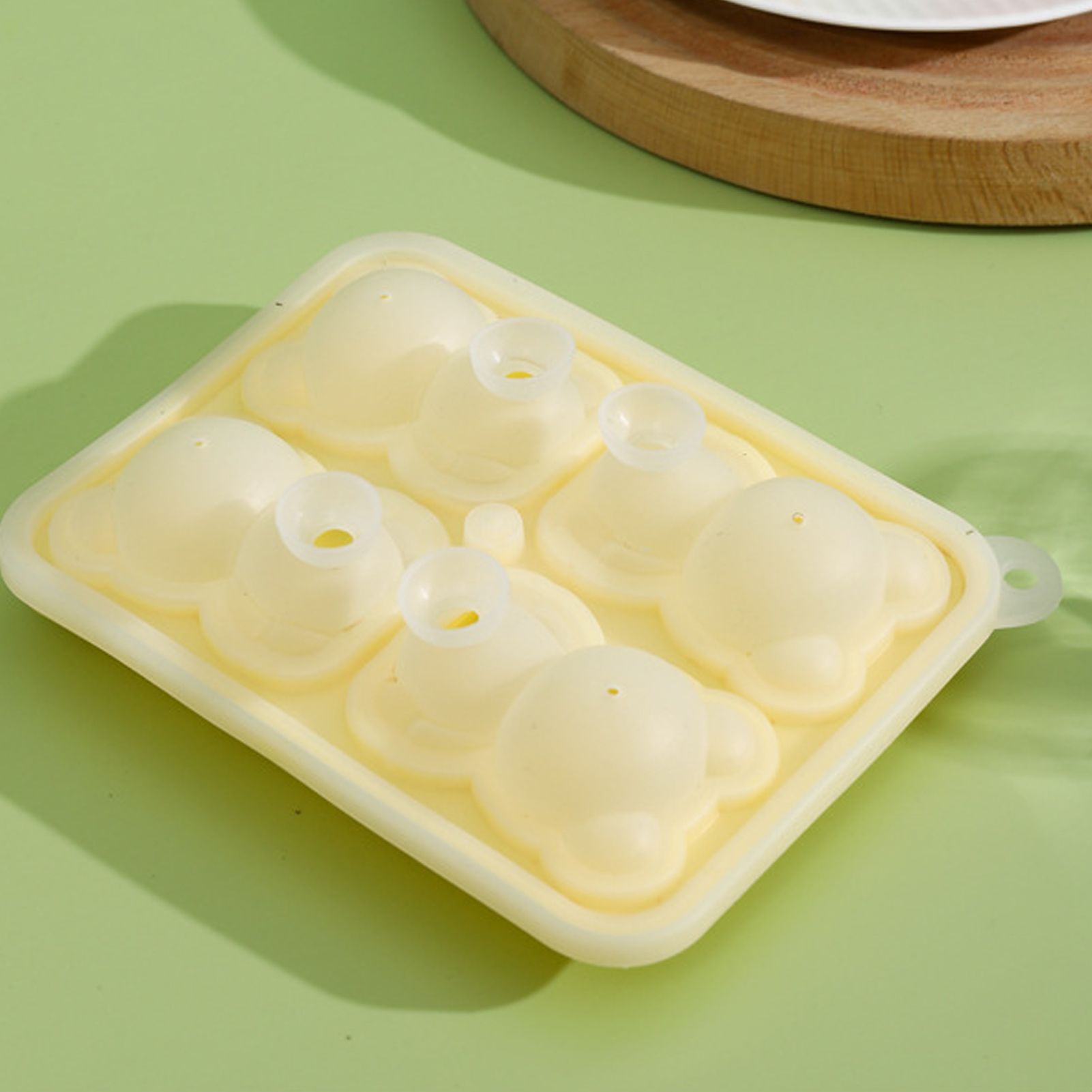 Little Bear Shape Ice Mold 4 Grids Silicone Ice Block Mould for Making Ice Cream Cake Candle Yellow - Image 6