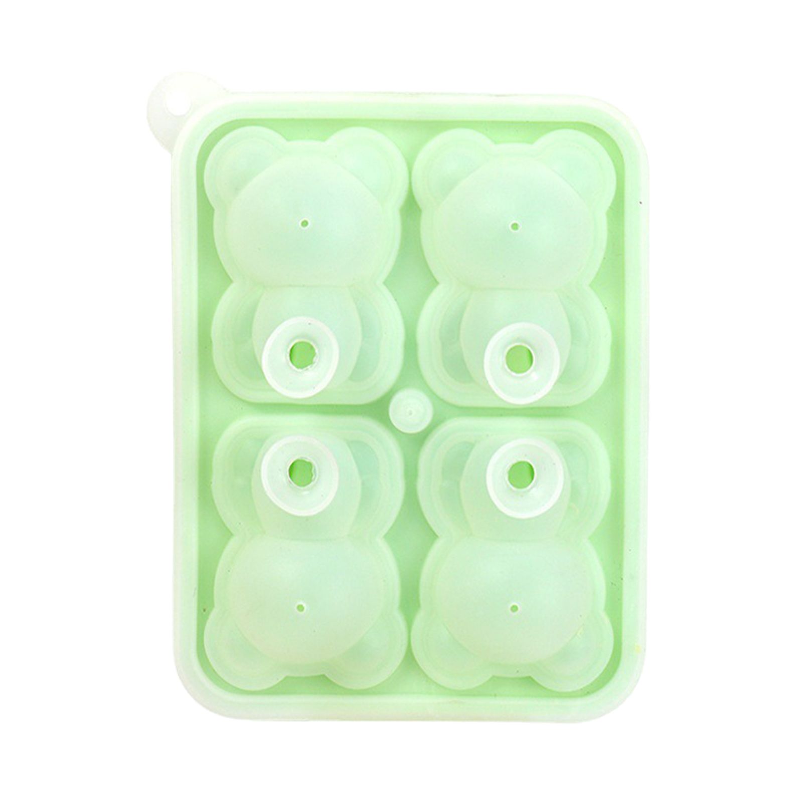 Little Bear Shape Ice Mold 4 Grids Silicone Ice Block Mould for Making Ice Cream Cake Candle Green - Image 1