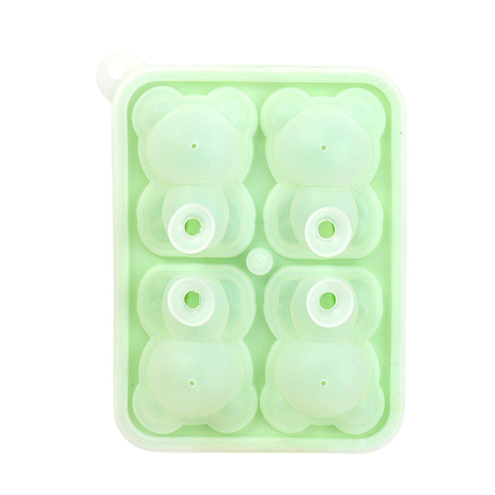 Little Bear Shape Ice Mold 4 Grids Silicone Ice Block Mould for Making Ice Cream Cake Candle Green - Image 2