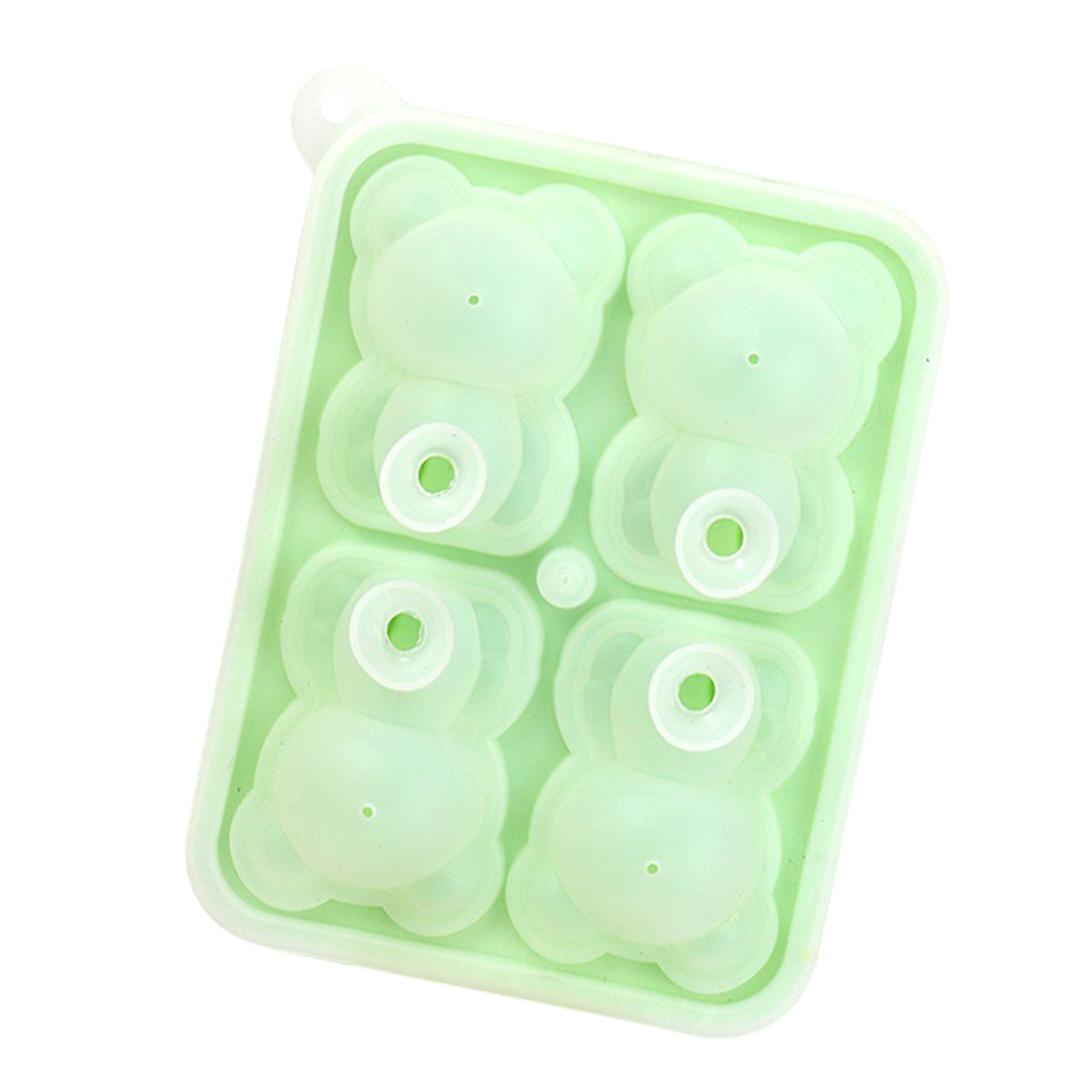 Little Bear Shape Ice Mold 4 Grids Silicone Ice Block Mould for Making Ice Cream Cake Candle Green - Image 3