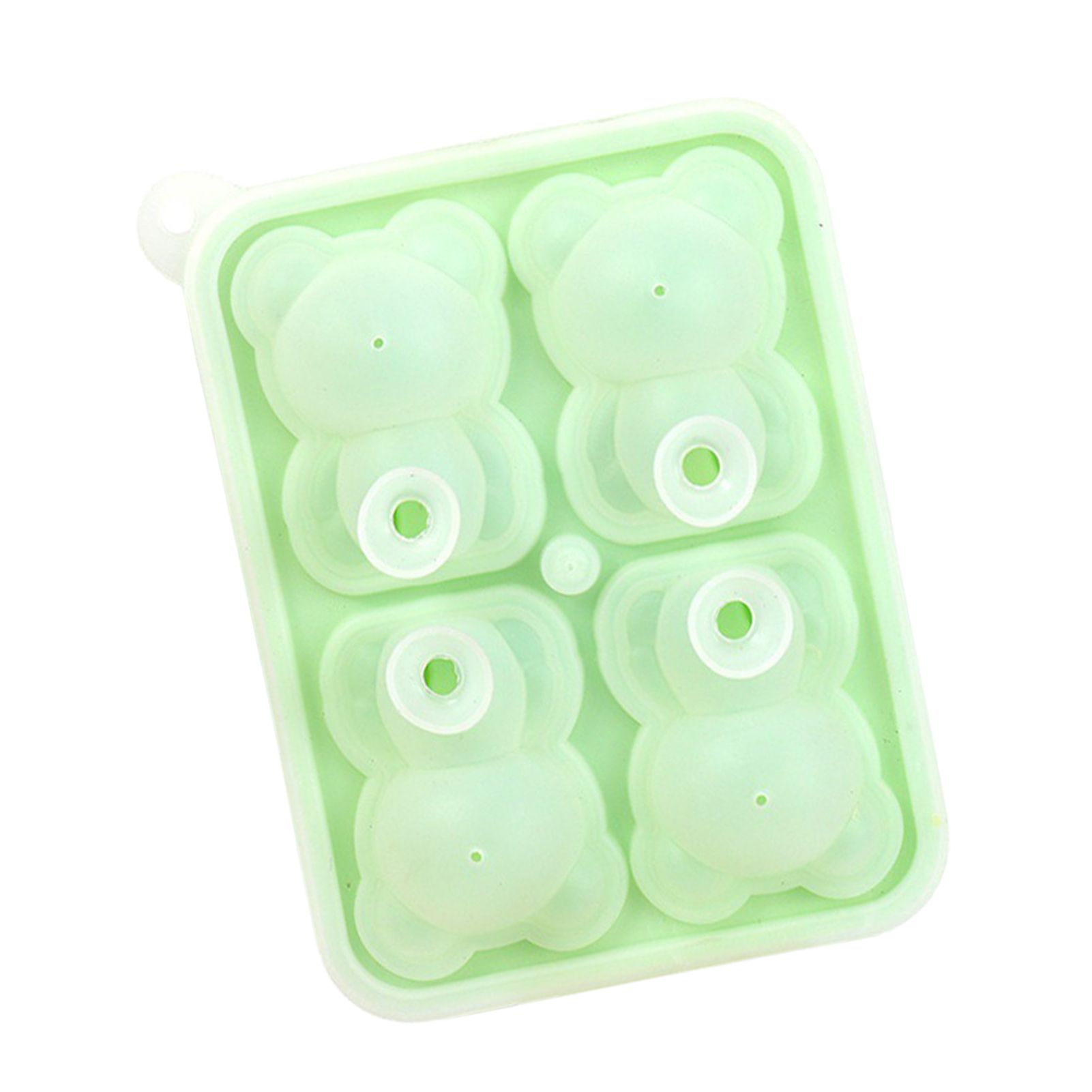 Little Bear Shape Ice Mold 4 Grids Silicone Ice Block Mould for Making Ice Cream Cake Candle Green - Image 4