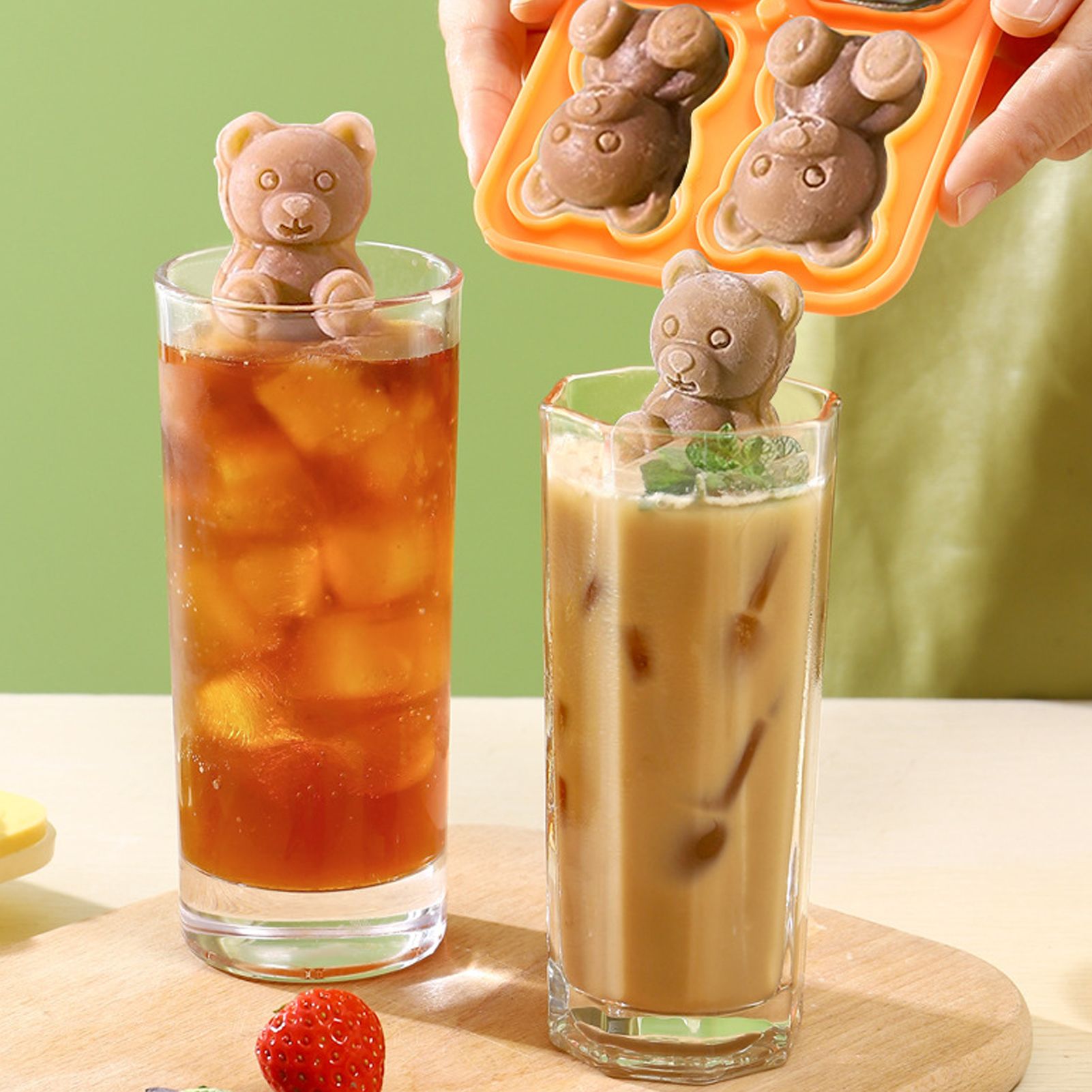 Little Bear Shape Ice Mold 4 Grids Silicone Ice Block Mould for Making Ice Cream Cake Candle Pink - Image 5