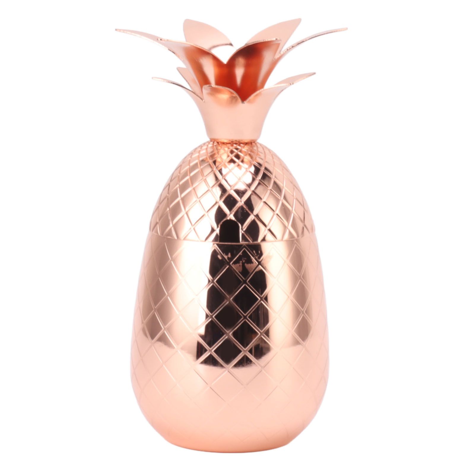 Cocktail Shaker Pineapple Shape Stainless Steel Polished Smooth Surface 500ml for Home Bar Rose Gold - Image 1