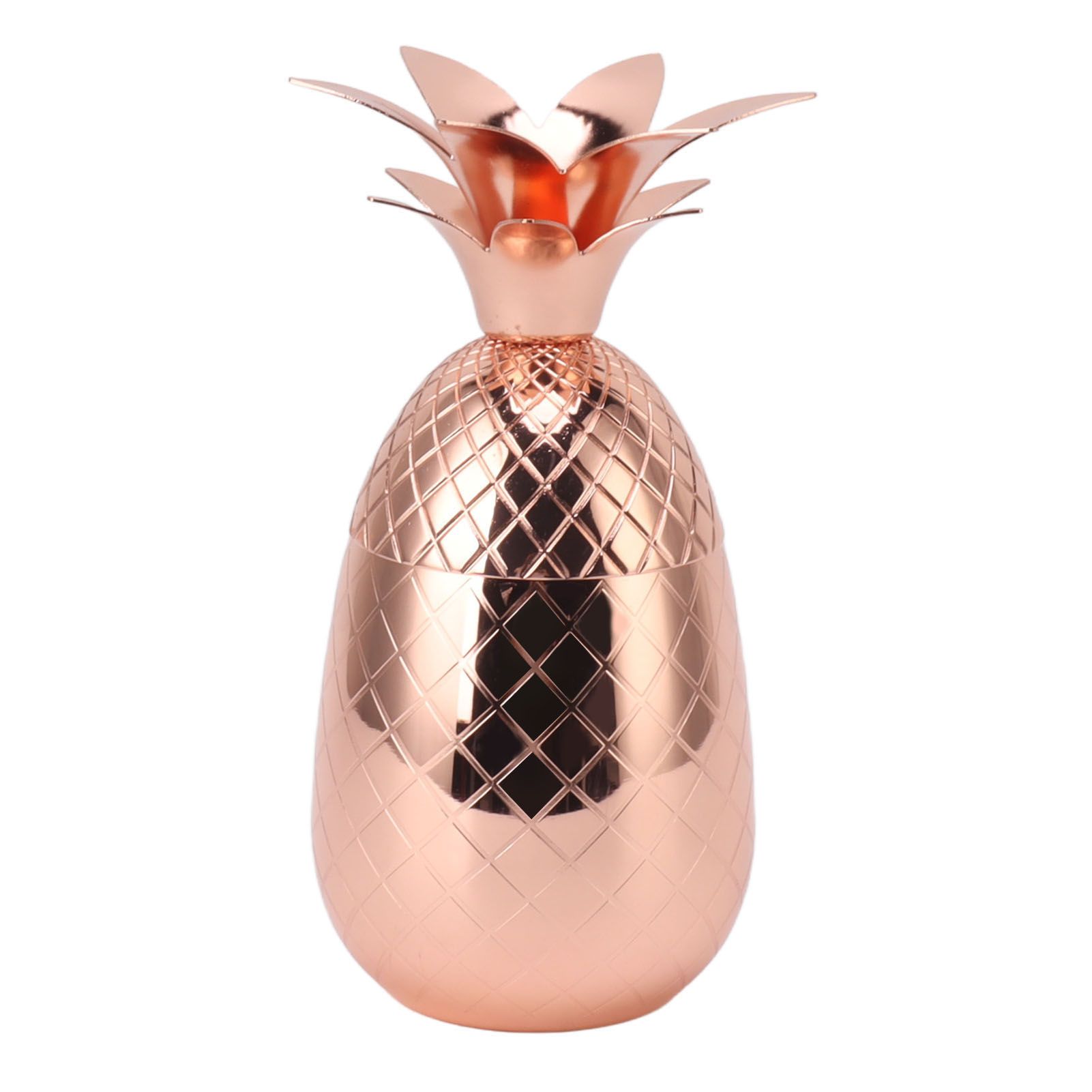 Cocktail Shaker Pineapple Shape Stainless Steel Polished Smooth Surface 500ml for Home Bar Rose Gold - Image 2