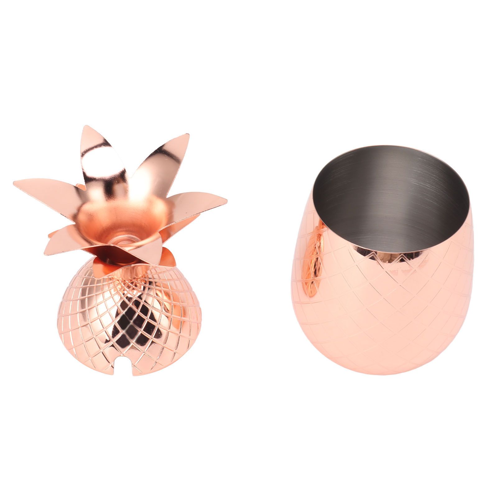 Cocktail Shaker Pineapple Shape Stainless Steel Polished Smooth Surface 500ml for Home Bar Rose Gold - Image 7