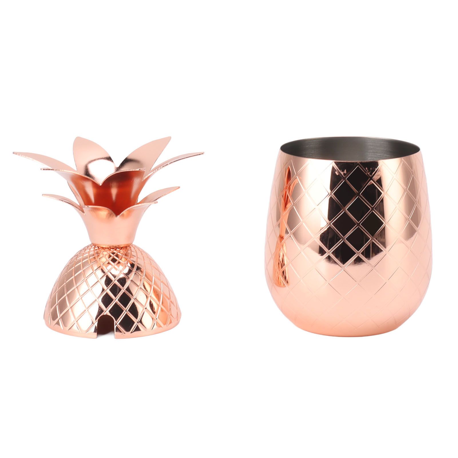 Cocktail Shaker Pineapple Shape Stainless Steel Polished Smooth Surface 500ml for Home Bar Rose Gold - Image 8