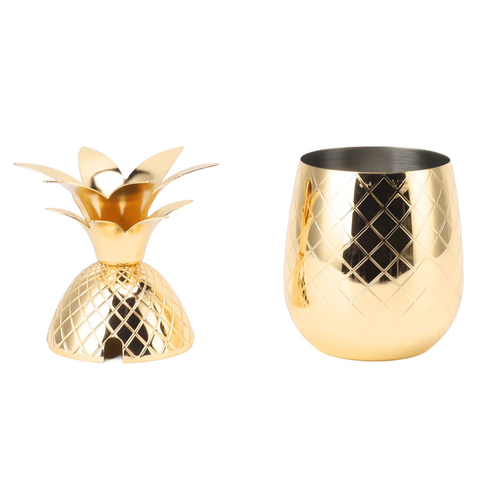 Cocktail Shaker Pineapple Shape Stainless Steel Polished Smooth Surface 500ml for Home Bar Gold - Image 8