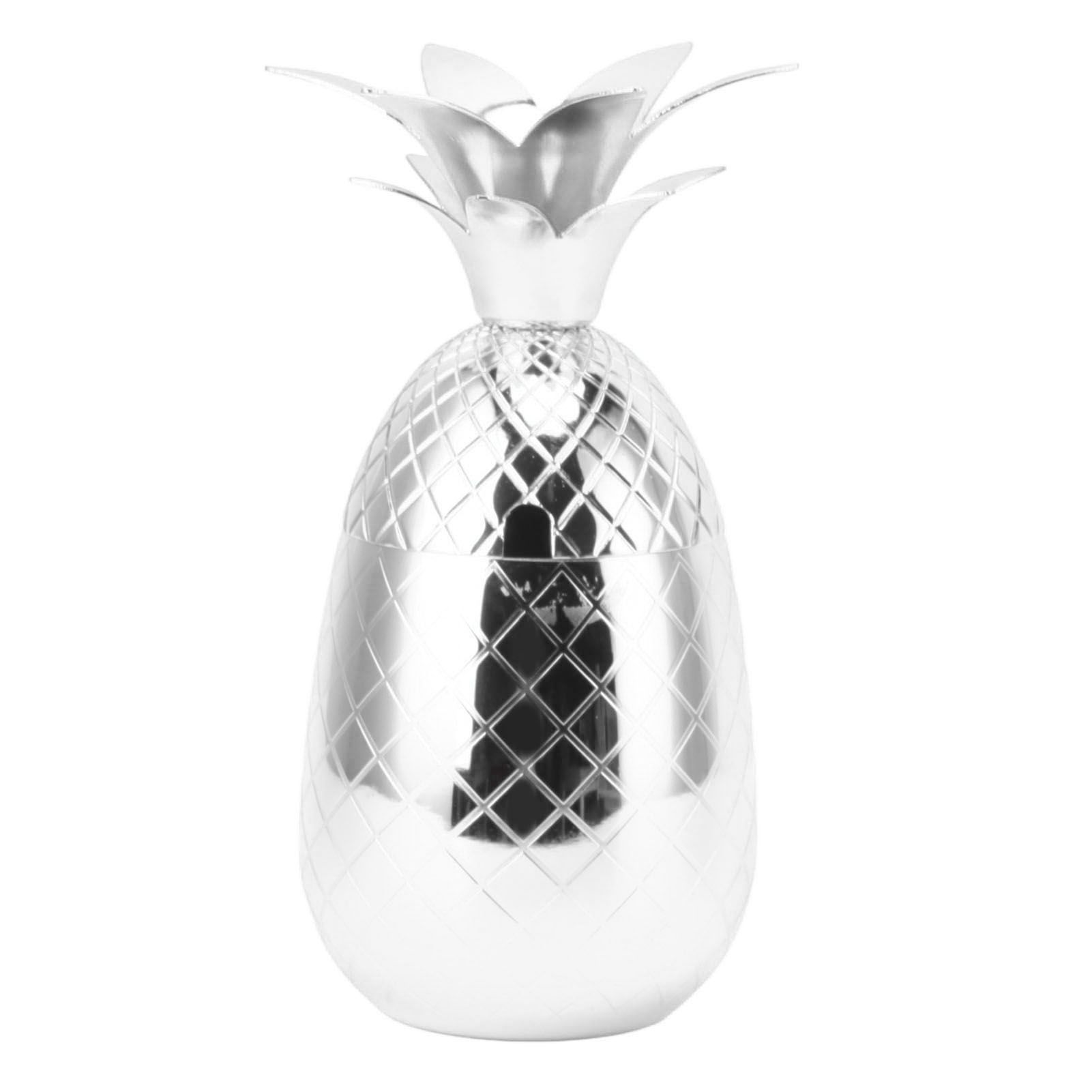 Cocktail Shaker Pineapple Shape Stainless Steel Polished Smooth Surface 500ml for Home Bar Silver - Image 1