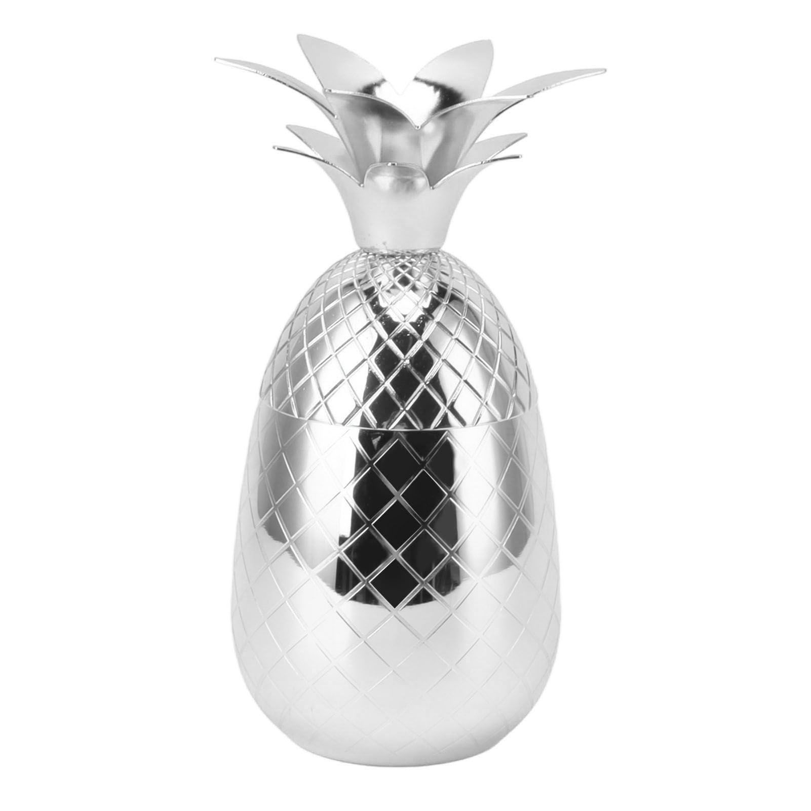 Cocktail Shaker Pineapple Shape Stainless Steel Polished Smooth Surface 500ml for Home Bar Silver - Image 2