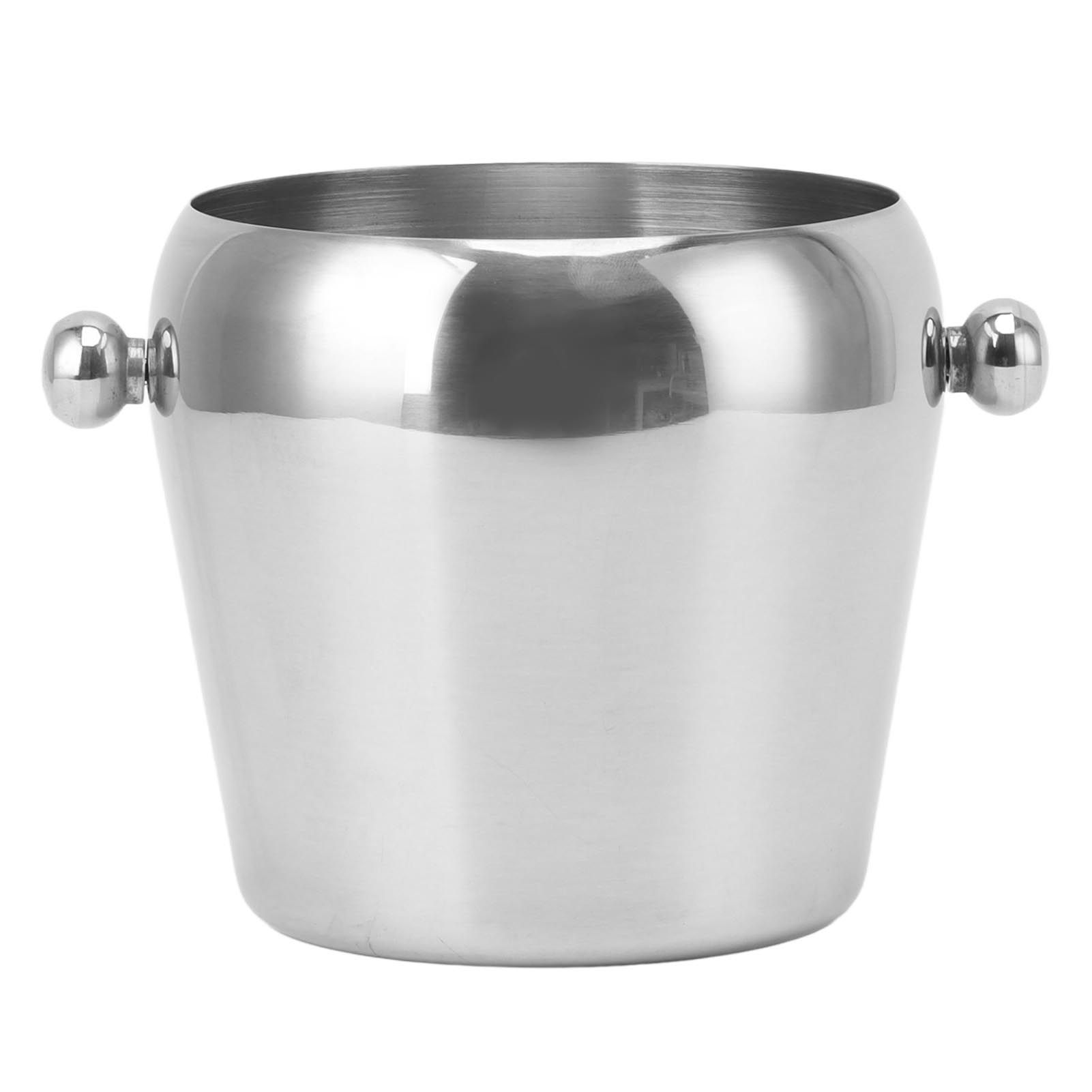 Stainless Steel Ice Bucket Champagne Ice Bucket Wine Chiller Bucket Beverage Tub with Smooth Handle for Home Bars Parties Silver Naked Small 1L - Image 1
