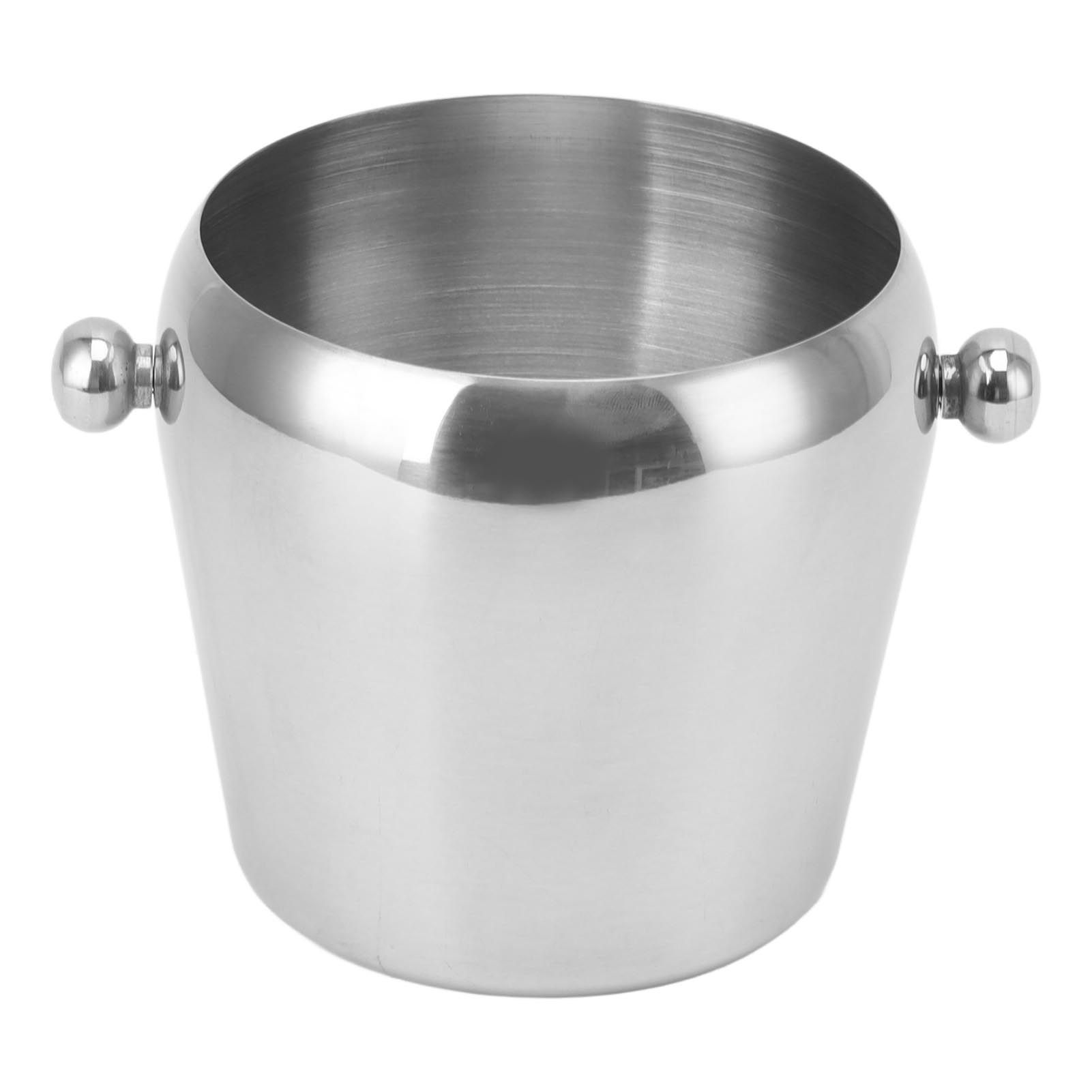 Stainless Steel Ice Bucket Champagne Ice Bucket Wine Chiller Bucket Beverage Tub with Smooth Handle for Home Bars Parties Silver Naked Small 1L - Image 3