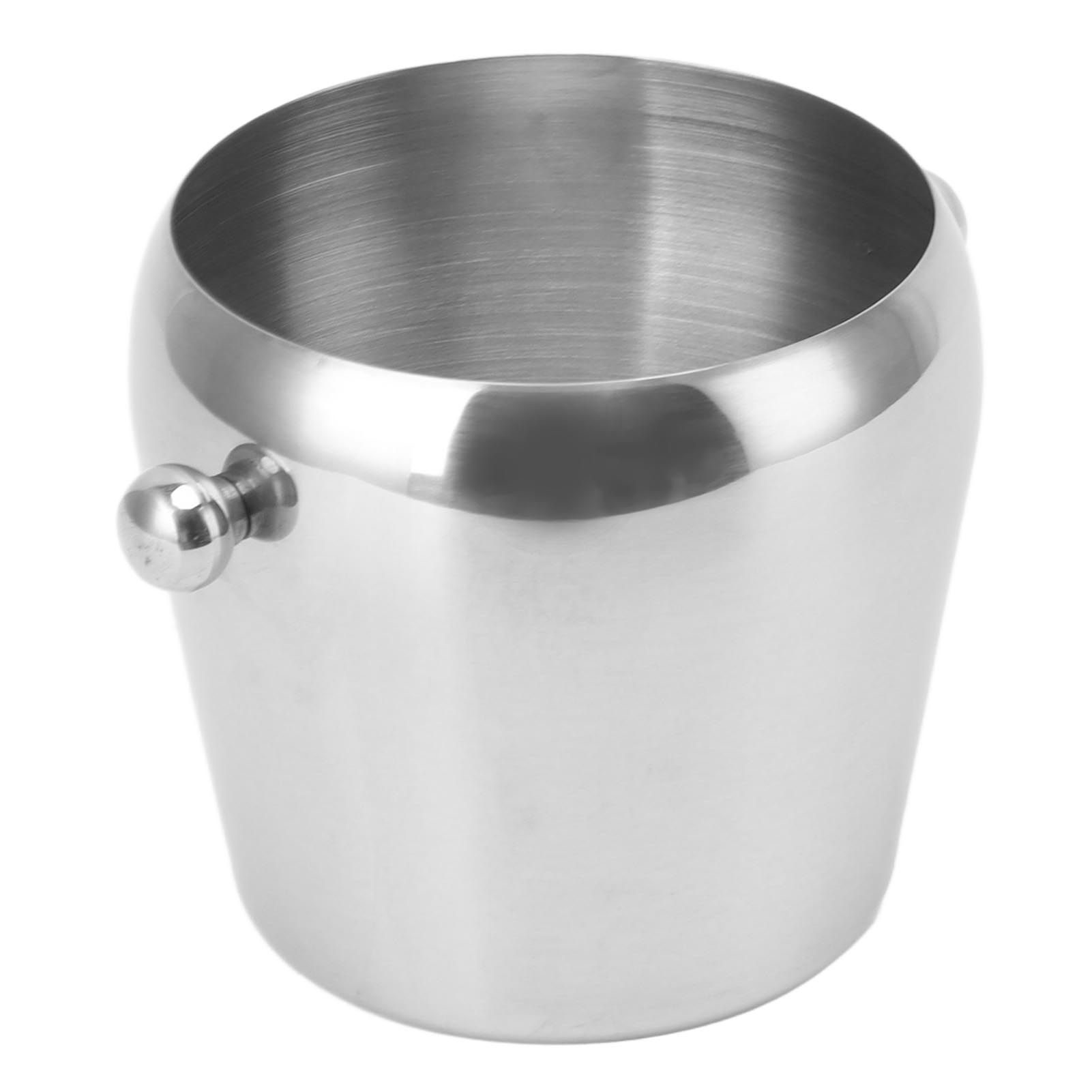Stainless Steel Ice Bucket Champagne Ice Bucket Wine Chiller Bucket Beverage Tub with Smooth Handle for Home Bars Parties Silver Naked Small 1L - Image 7