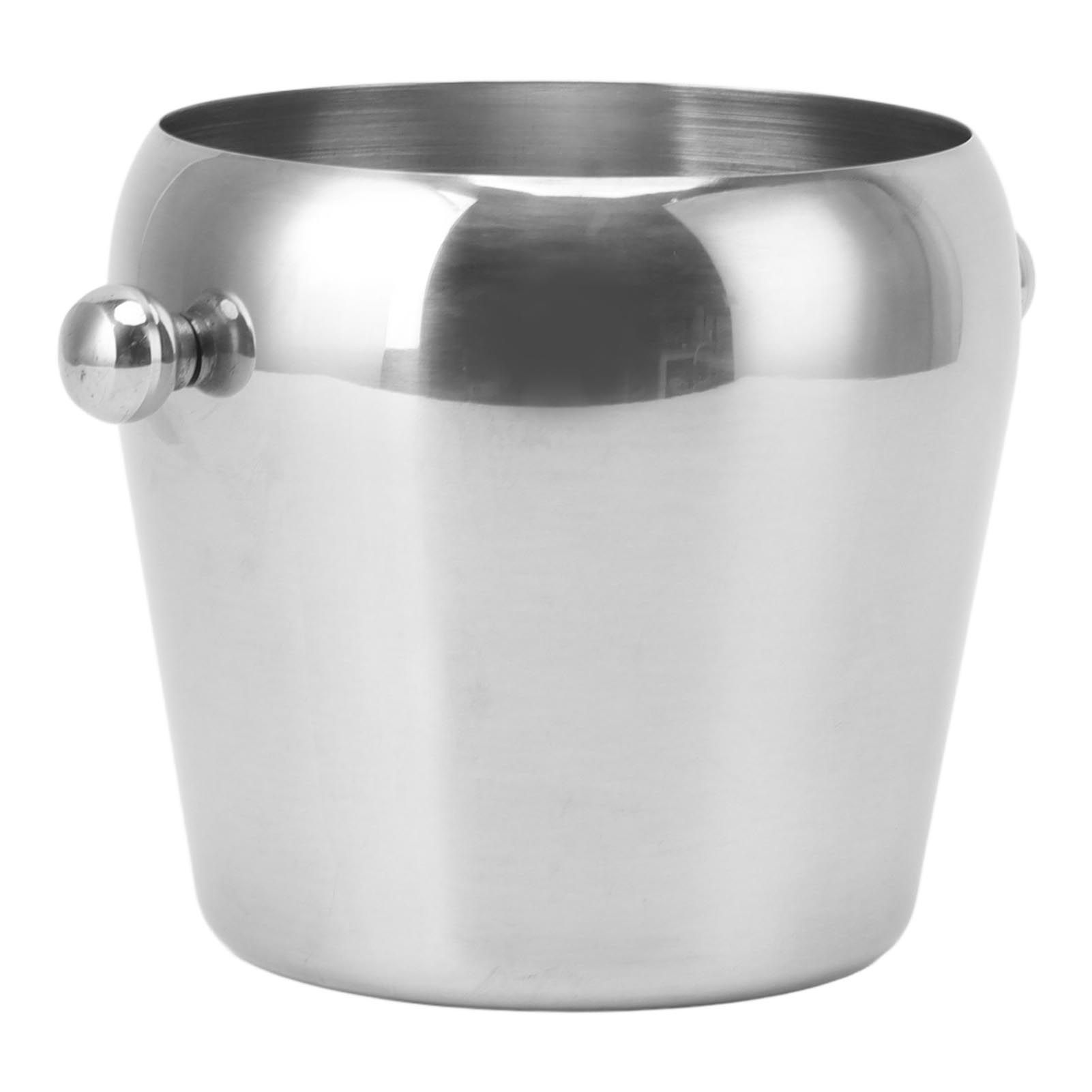 Stainless Steel Ice Bucket Champagne Ice Bucket Wine Chiller Bucket Beverage Tub with Smooth Handle for Home Bars Parties Silver Naked Large 2L - Image 2