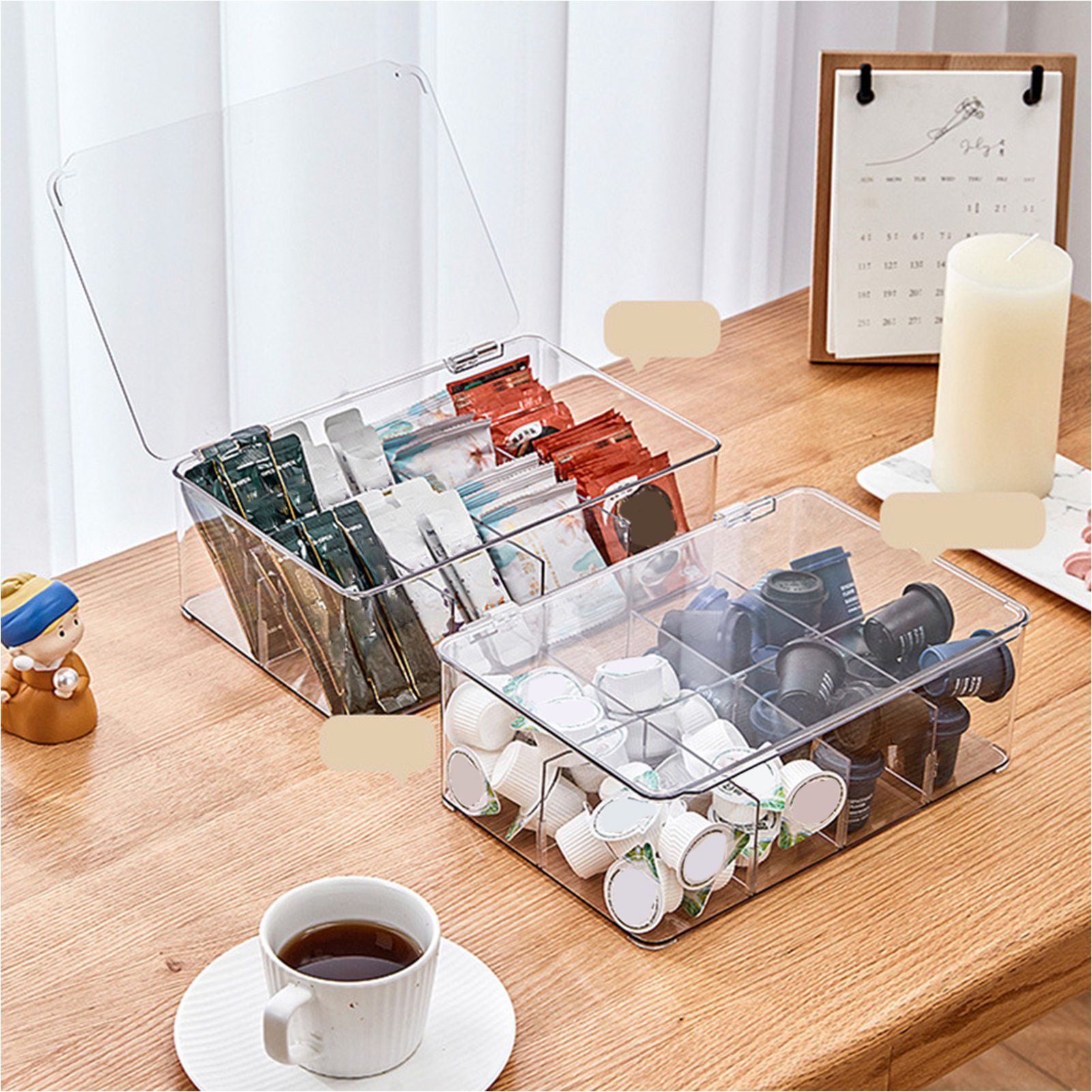 Coffee Condiment Organizer PET Detachable Transparency Baffle Tea Bag Packet Organizers for Coffee Tea Sock Storage - Image 5