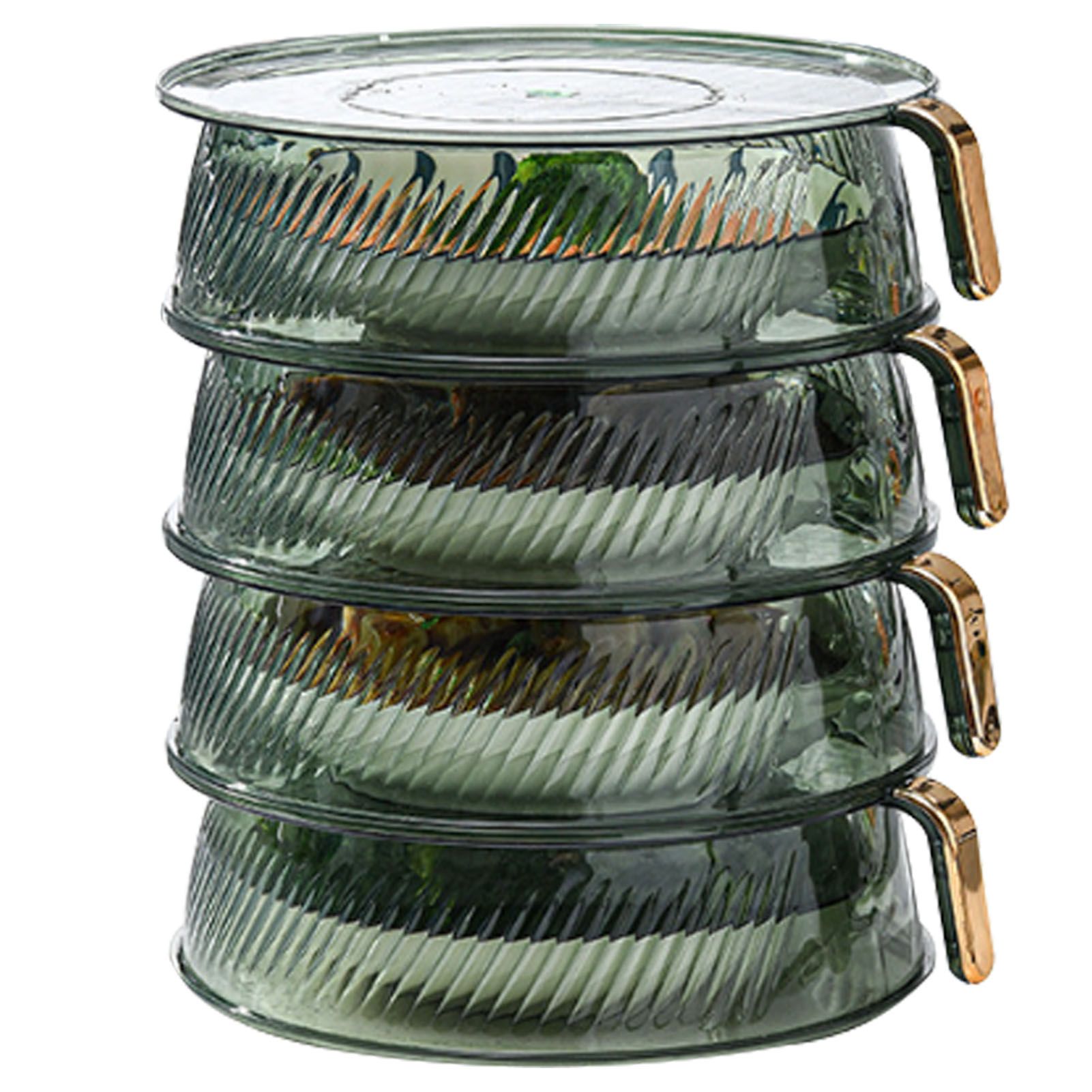 Transparent Green Insulated Food Cover Stackable Multilayer Dustproof Thermal Vegetable Storage Cover 4 Layer - Image 1