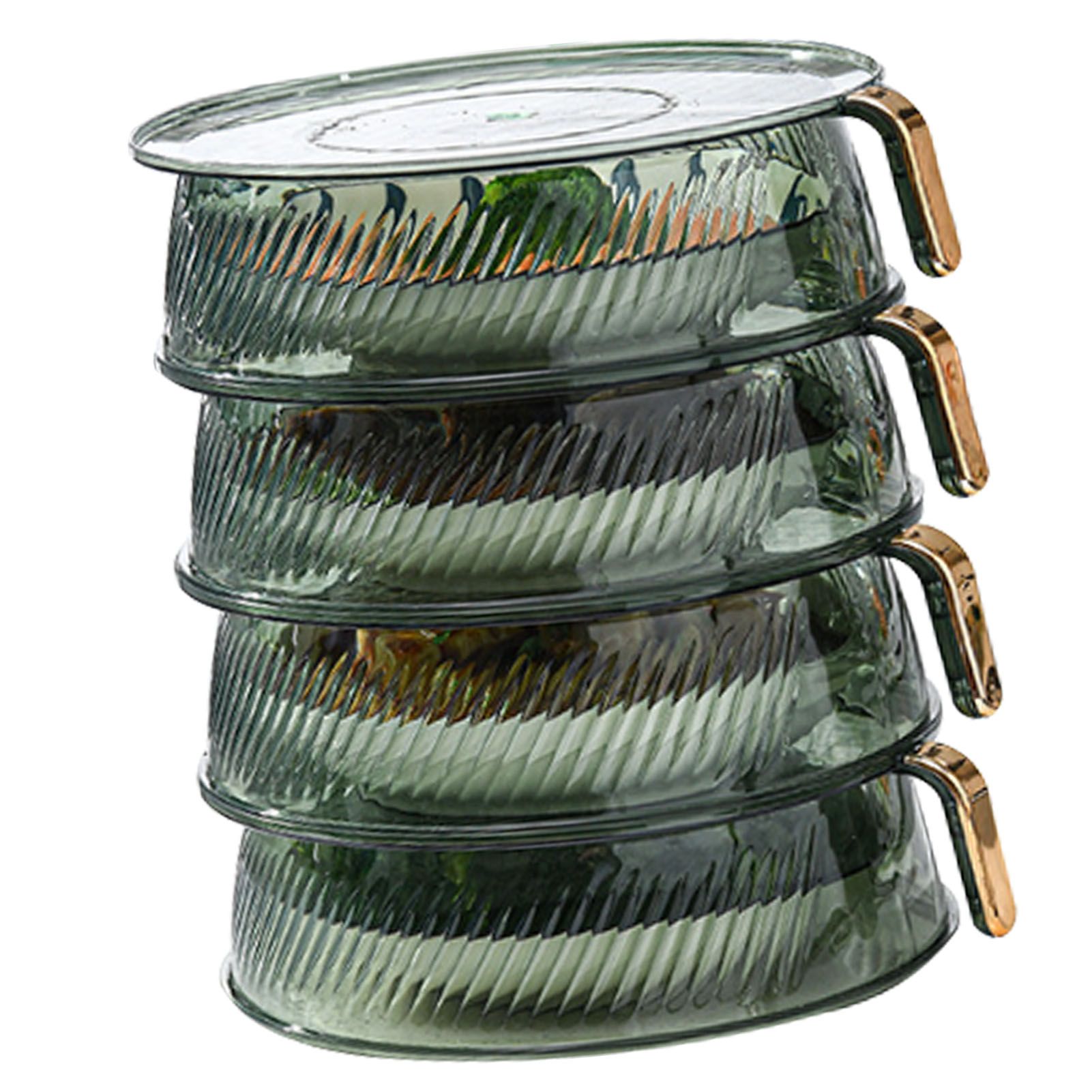 Transparent Green Insulated Food Cover Stackable Multilayer Dustproof Thermal Vegetable Storage Cover 4 Layer - Image 2