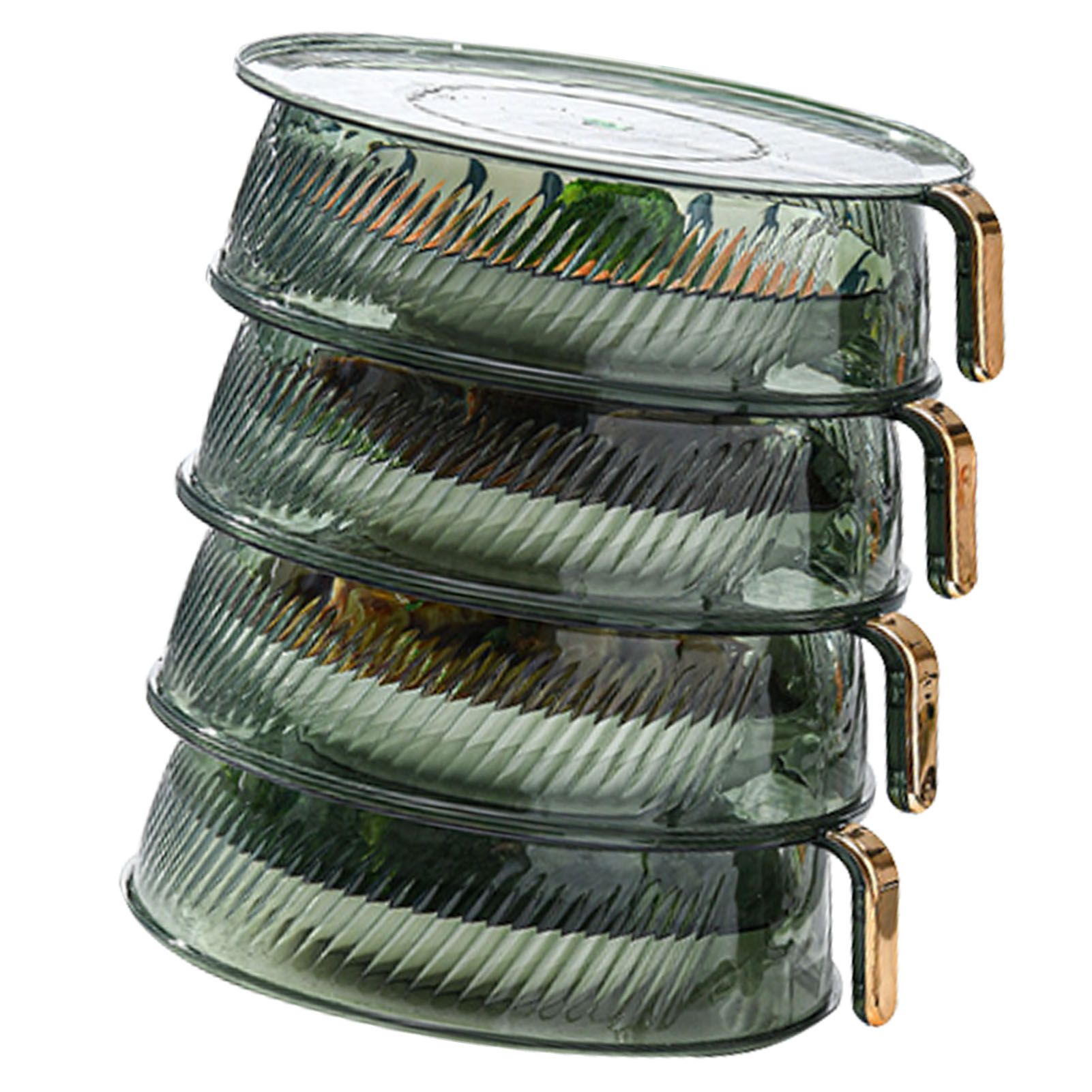 Transparent Green Insulated Food Cover Stackable Multilayer Dustproof Thermal Vegetable Storage Cover 4 Layer - Image 3