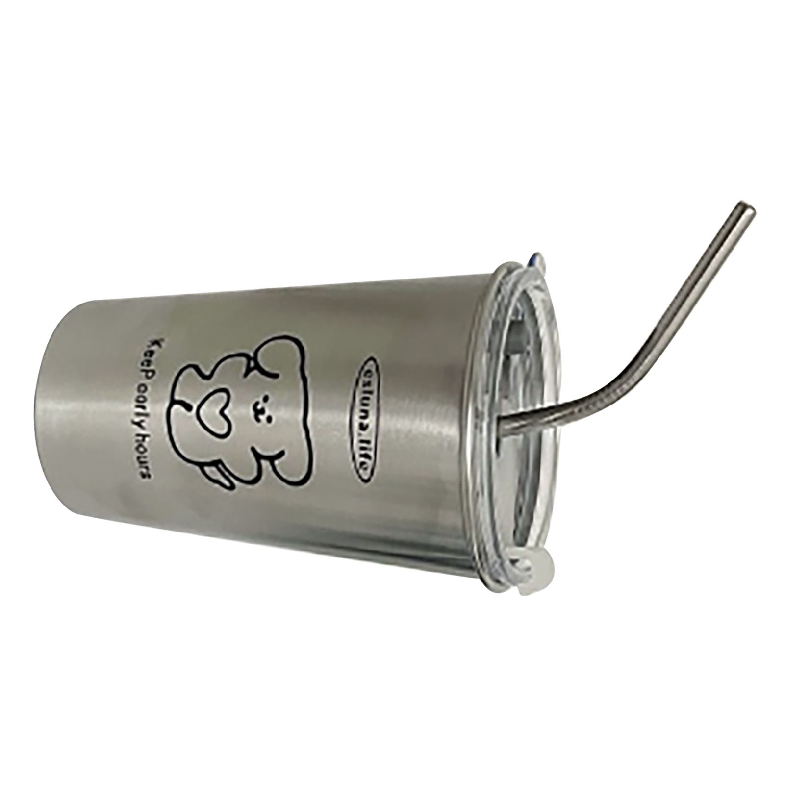 Stainless Steel Cold Tumbler 500ml with Metal Straws Lid Iced Coffee Travel Mug for Coffee Water Tea Loving Dog - Image 3