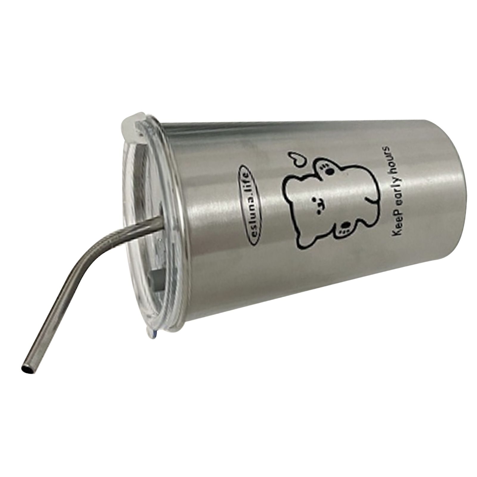 Stainless Steel Cold Tumbler 500ml with Metal Straws Lid Iced Coffee Travel Mug for Coffee Water Tea Happy Bear - Image 3