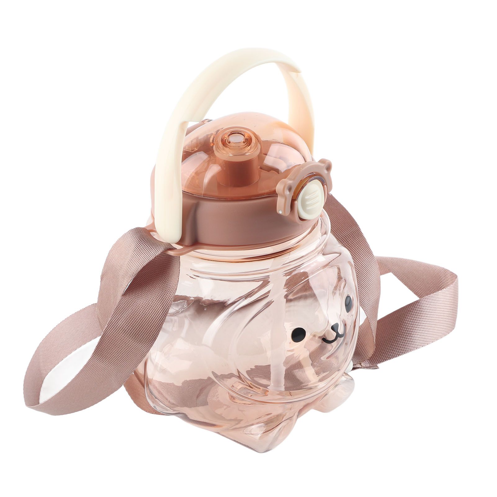 Large Water Bottle 1000ml Cartoon Bear Shape Portable Drinking Bottle with Straw Strap for Summer Coffee - Image 2
