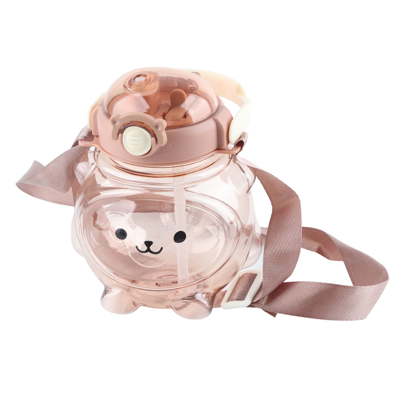 Large Water Bottle 1000ml Cartoon Bear Shape Portable Drinking Bottle with Straw Strap for Summer Coffee - Image 5