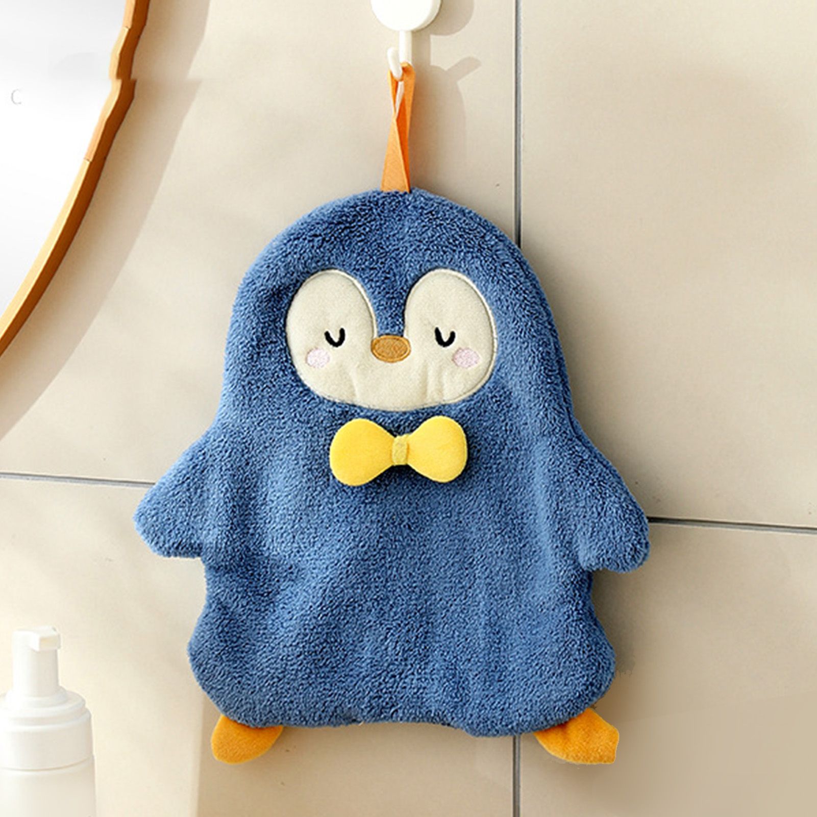 Animal Hand Towel Soft Cute Wall Mounted Dish Cloth Hand Dry Towel for Kitchen Bathroom Penguin - Image 5