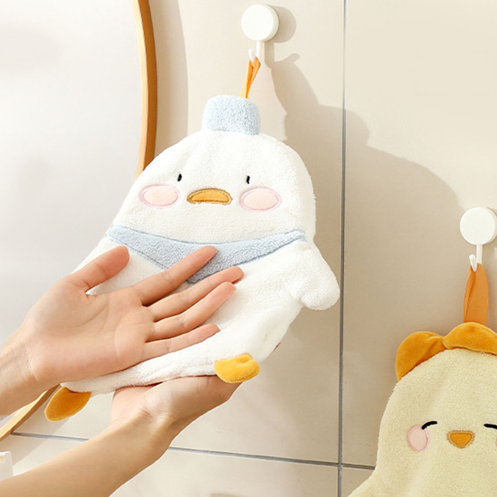 Animal Hand Towel Soft Cute Wall Mounted Dish Cloth Hand Dry Towel for Kitchen Bathroom Duck - Image 5