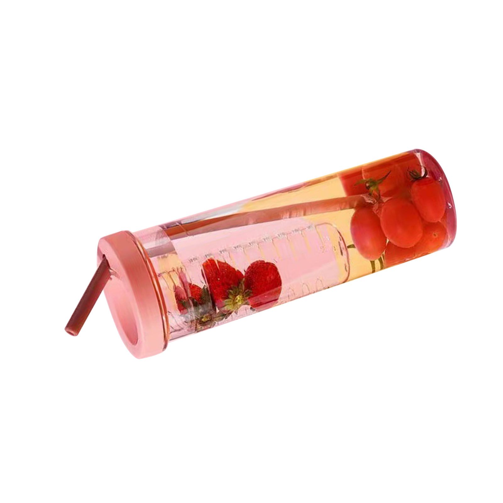 700ml Straw Cup Transparent Plastic Water Bottle with Straw Portable Juice Cup Drinking Bottle Pink - Image 2