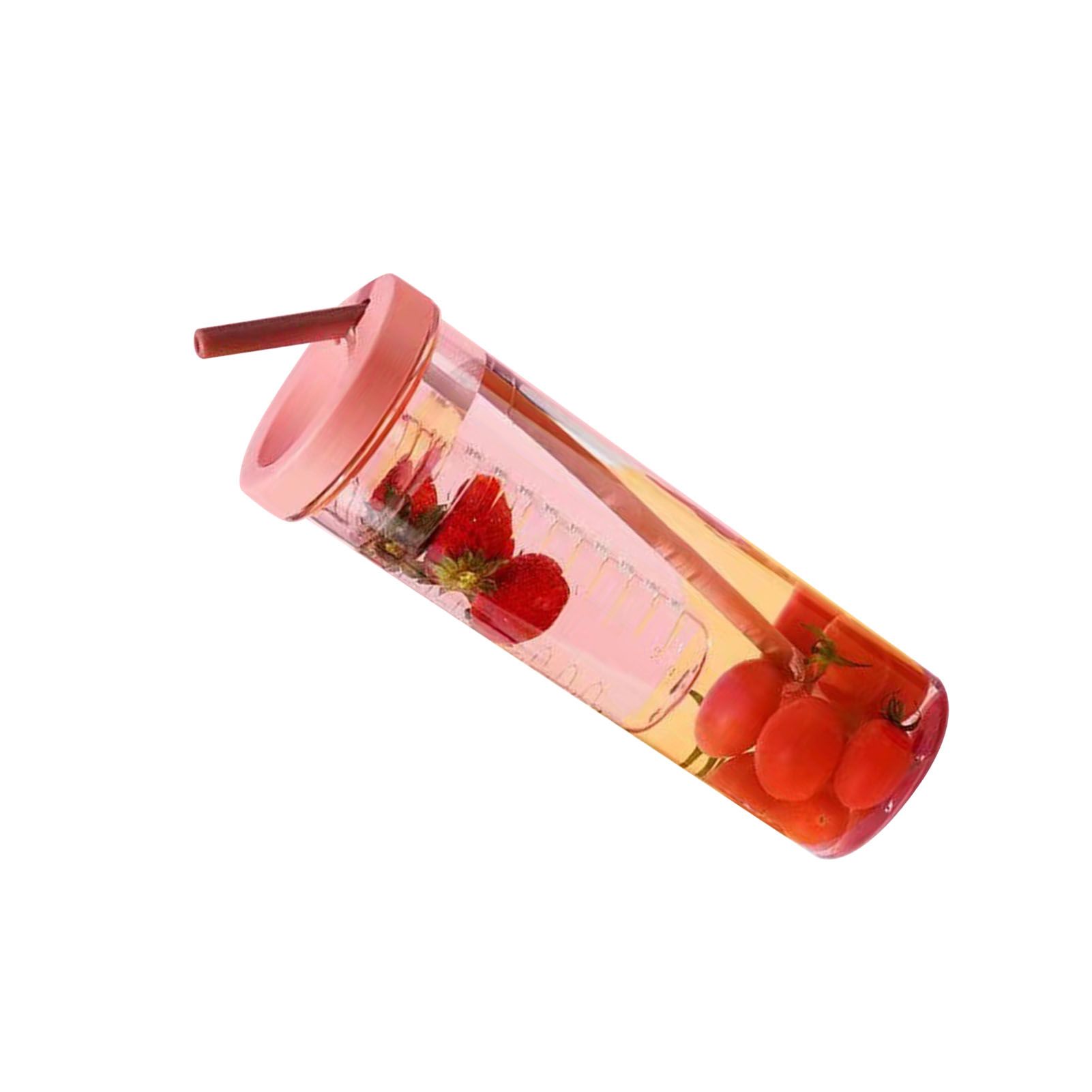 700ml Straw Cup Transparent Plastic Water Bottle with Straw Portable Juice Cup Drinking Bottle Pink - Image 3