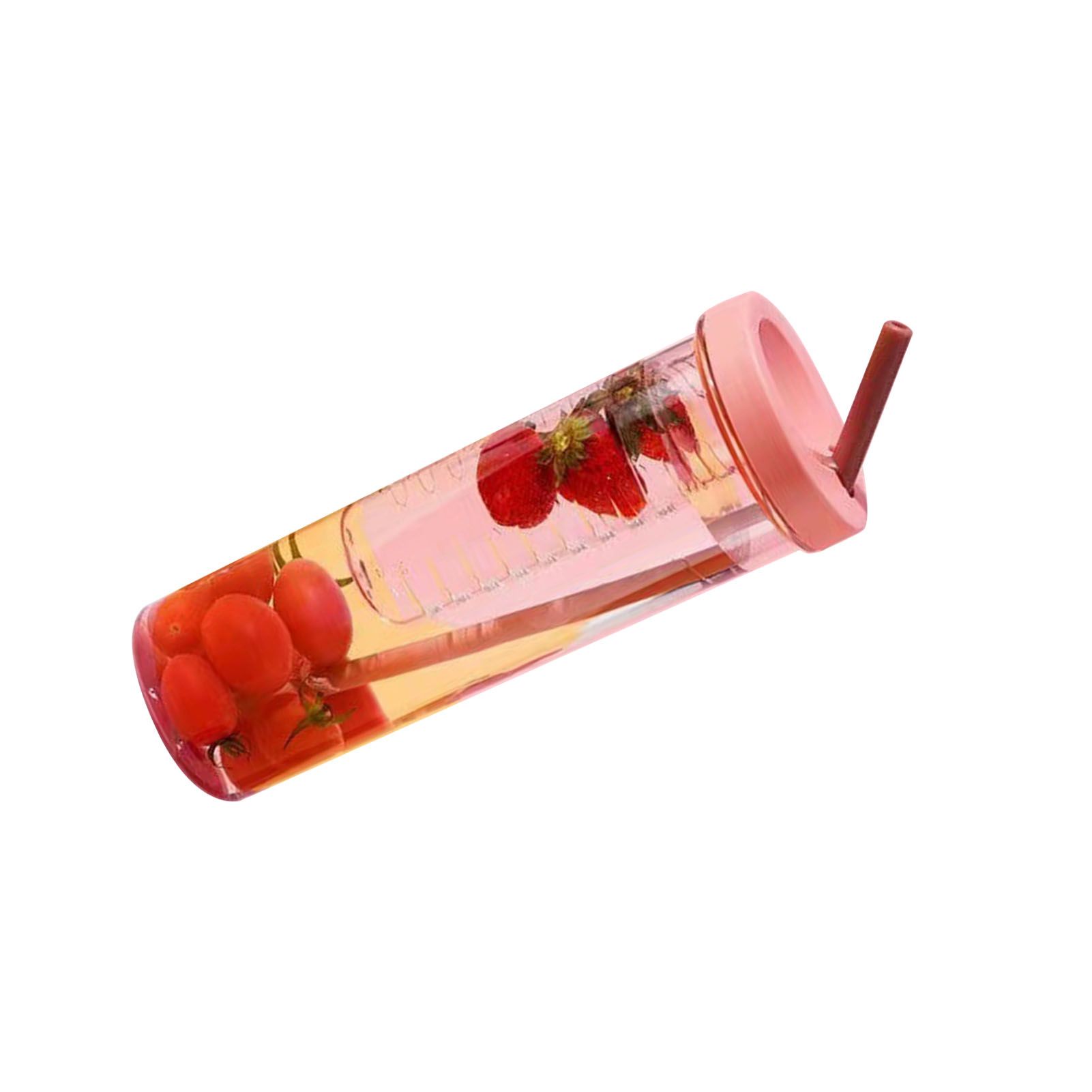 700ml Straw Cup Transparent Plastic Water Bottle with Straw Portable Juice Cup Drinking Bottle Pink - Image 4