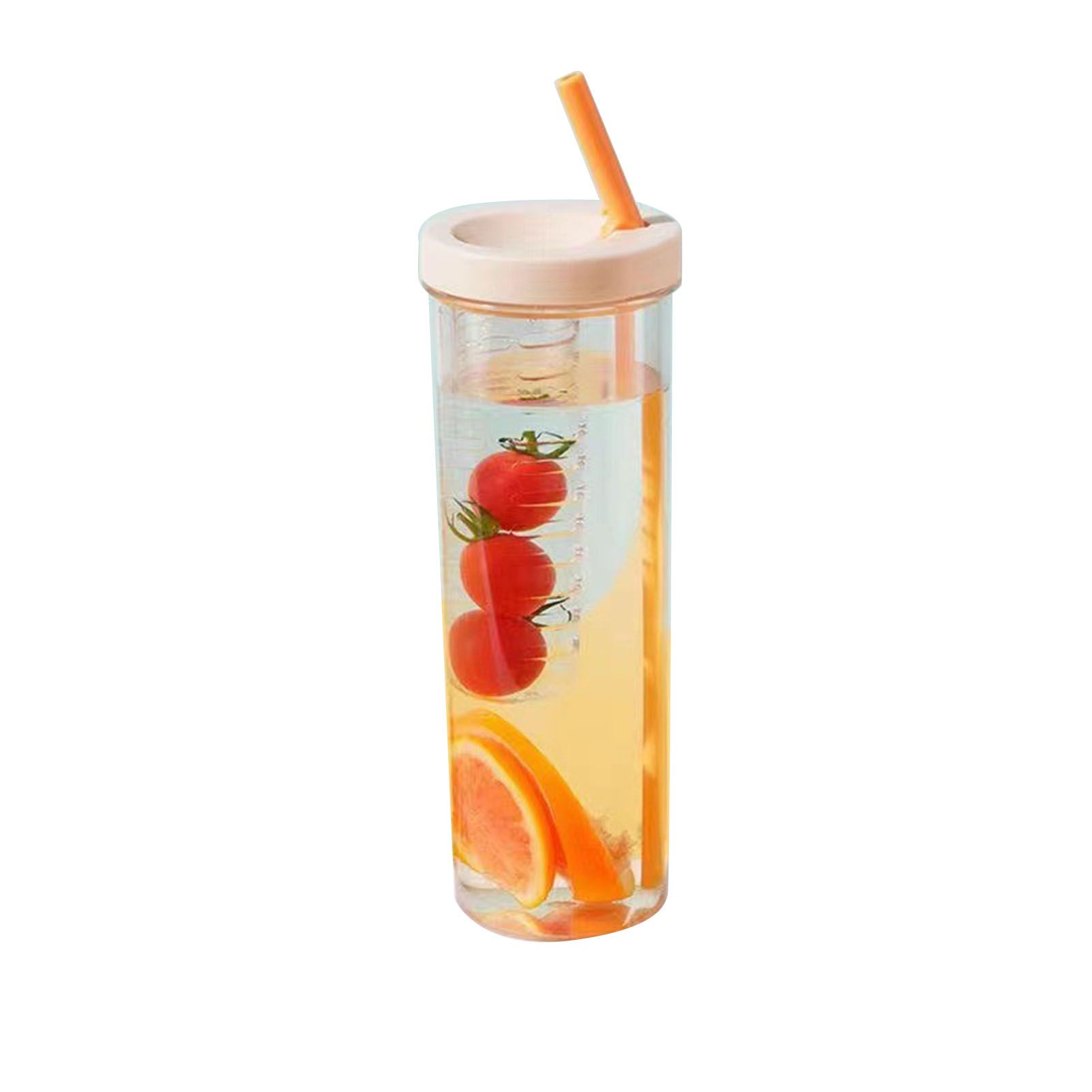 700ml Straw Cup Transparent Plastic Water Bottle with Straw Portable Juice Cup Drinking Bottle Pale Yellow - Image 1