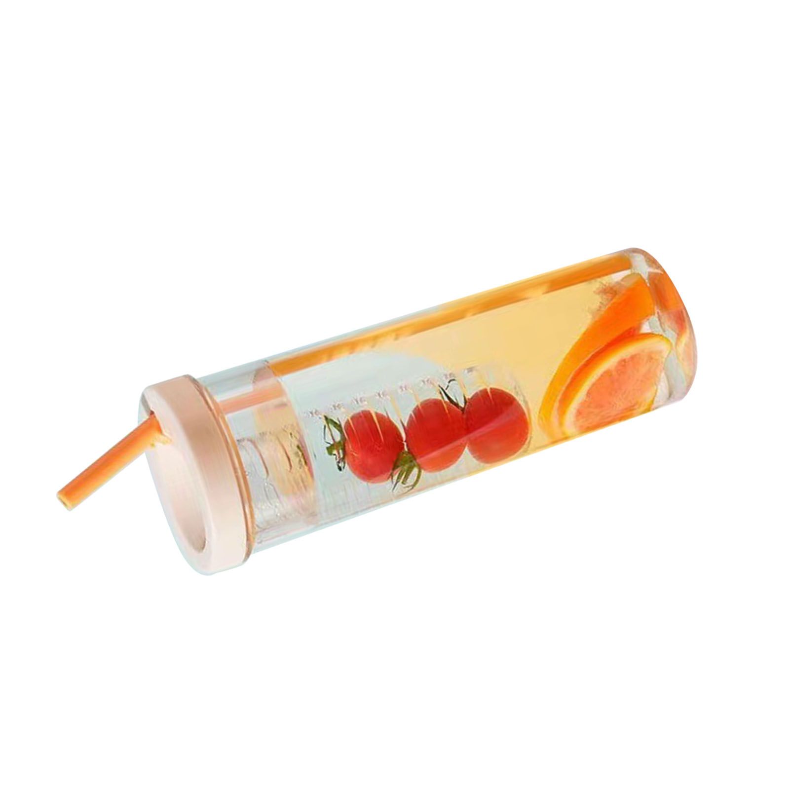 700ml Straw Cup Transparent Plastic Water Bottle with Straw Portable Juice Cup Drinking Bottle Pale Yellow - Image 2