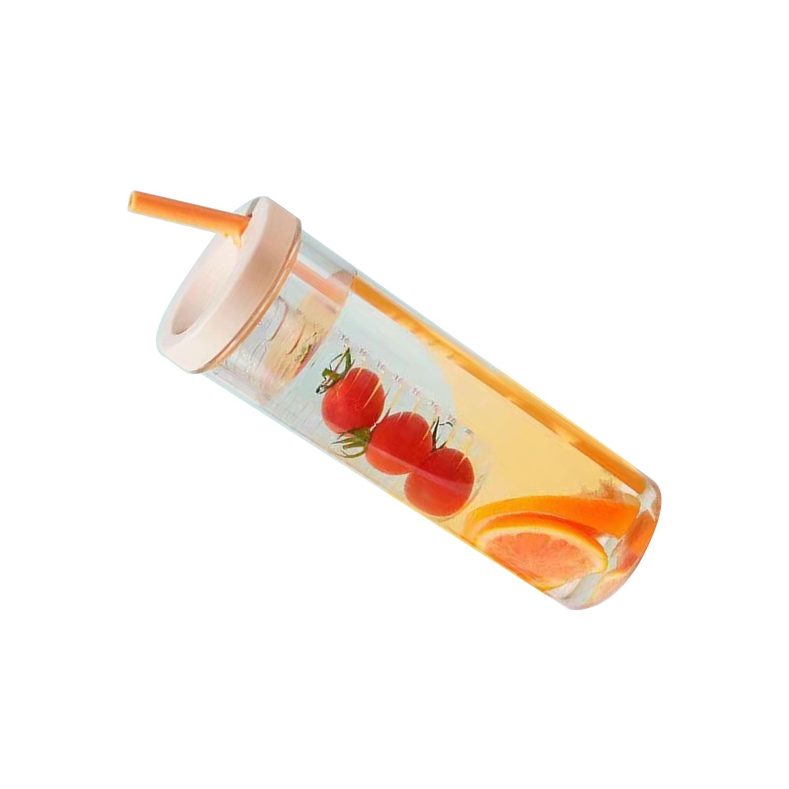 700ml Straw Cup Transparent Plastic Water Bottle with Straw Portable Juice Cup Drinking Bottle Pale Yellow - Image 3