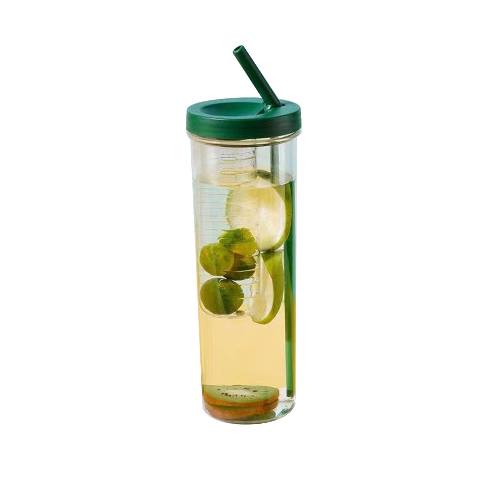 700ml Straw Cup Transparent Plastic Water Bottle with Straw Portable Juice Cup Drinking Bottle Grass Green - Image 1