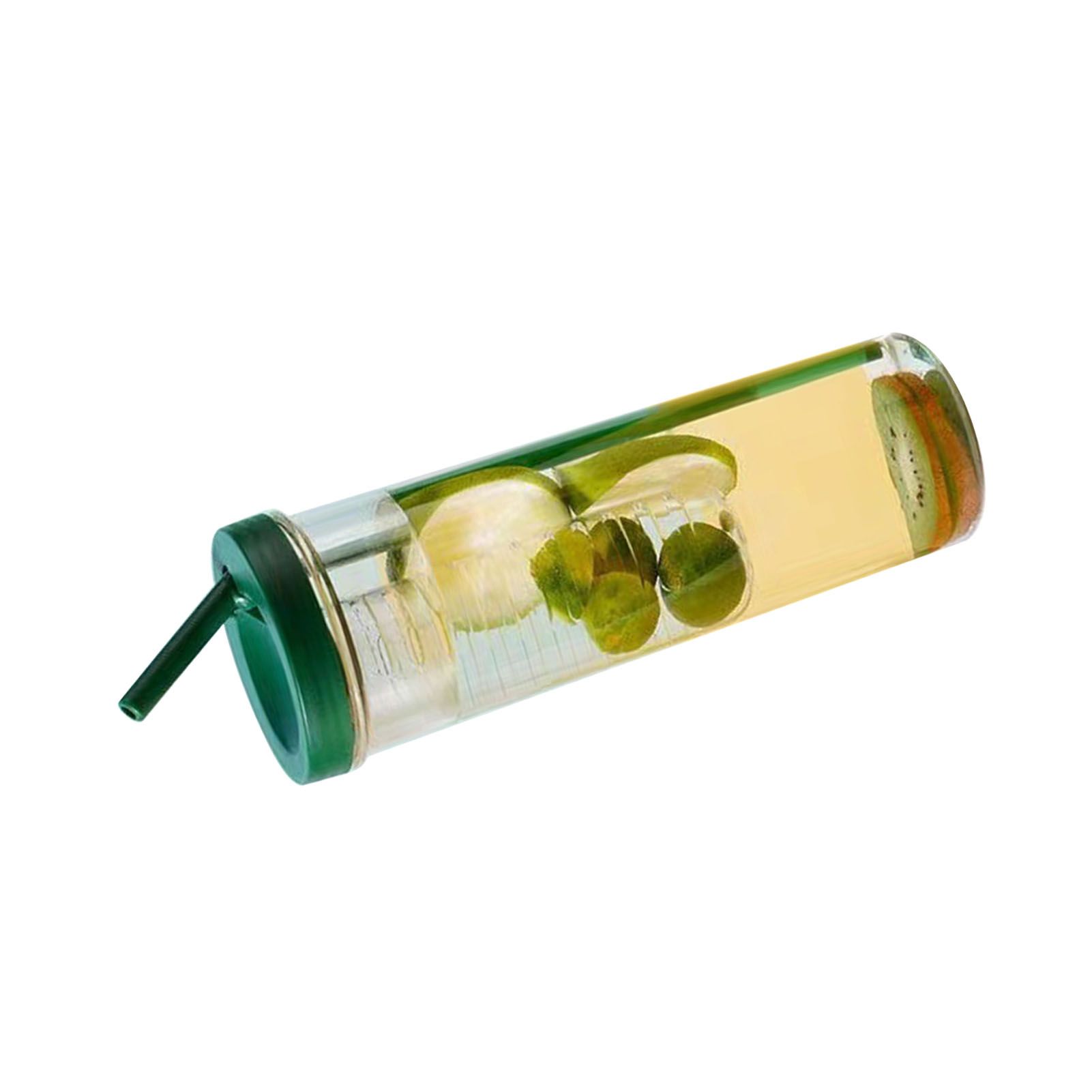 700ml Straw Cup Transparent Plastic Water Bottle with Straw Portable Juice Cup Drinking Bottle Grass Green - Image 2