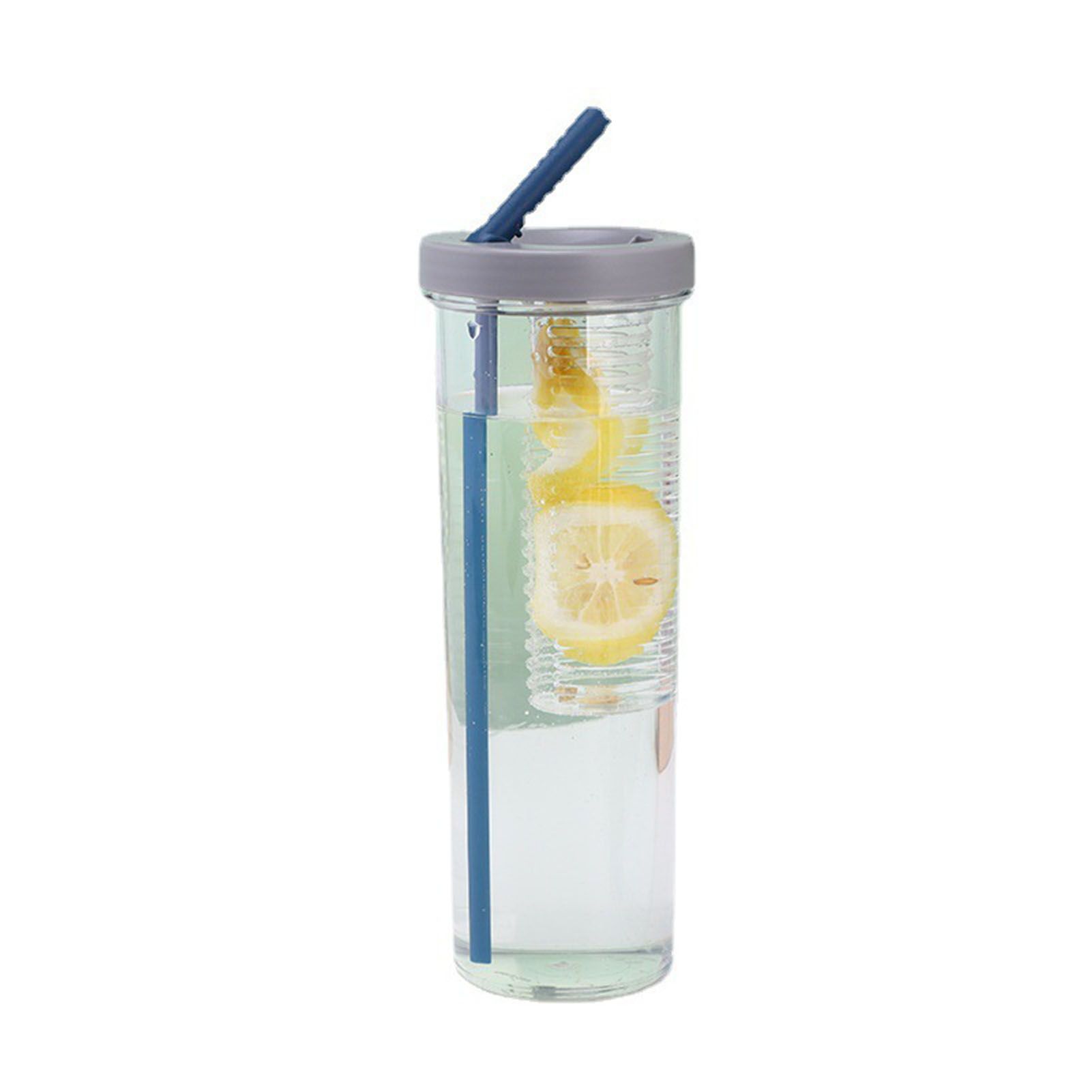 700ml Straw Cup Transparent Plastic Water Bottle with Straw Portable Juice Cup Drinking Bottle Gray - Image 2