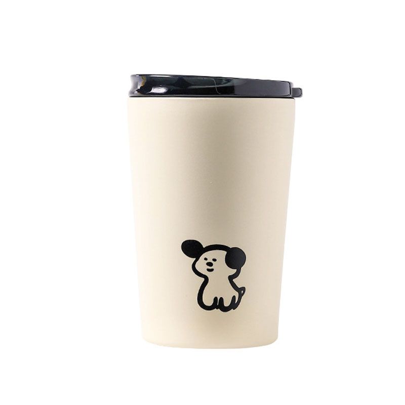 Insulated Cup Vacuum with Lid Frosted Stainless Steel Small Accompanying Thermal for Coffee Water Cute Puppy Pattern 360ml - Image 1
