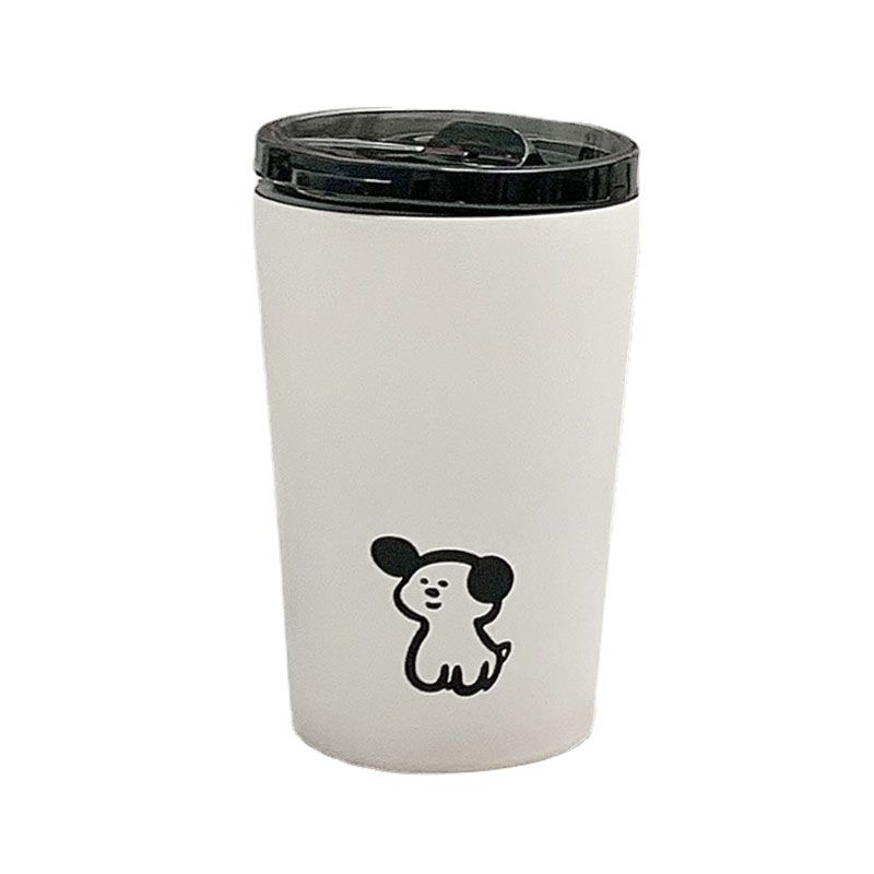 Insulated Cup Vacuum with Lid Frosted Stainless Steel Small Accompanying Thermal for Coffee Water Cute Puppy Pattern 360ml - Image 2