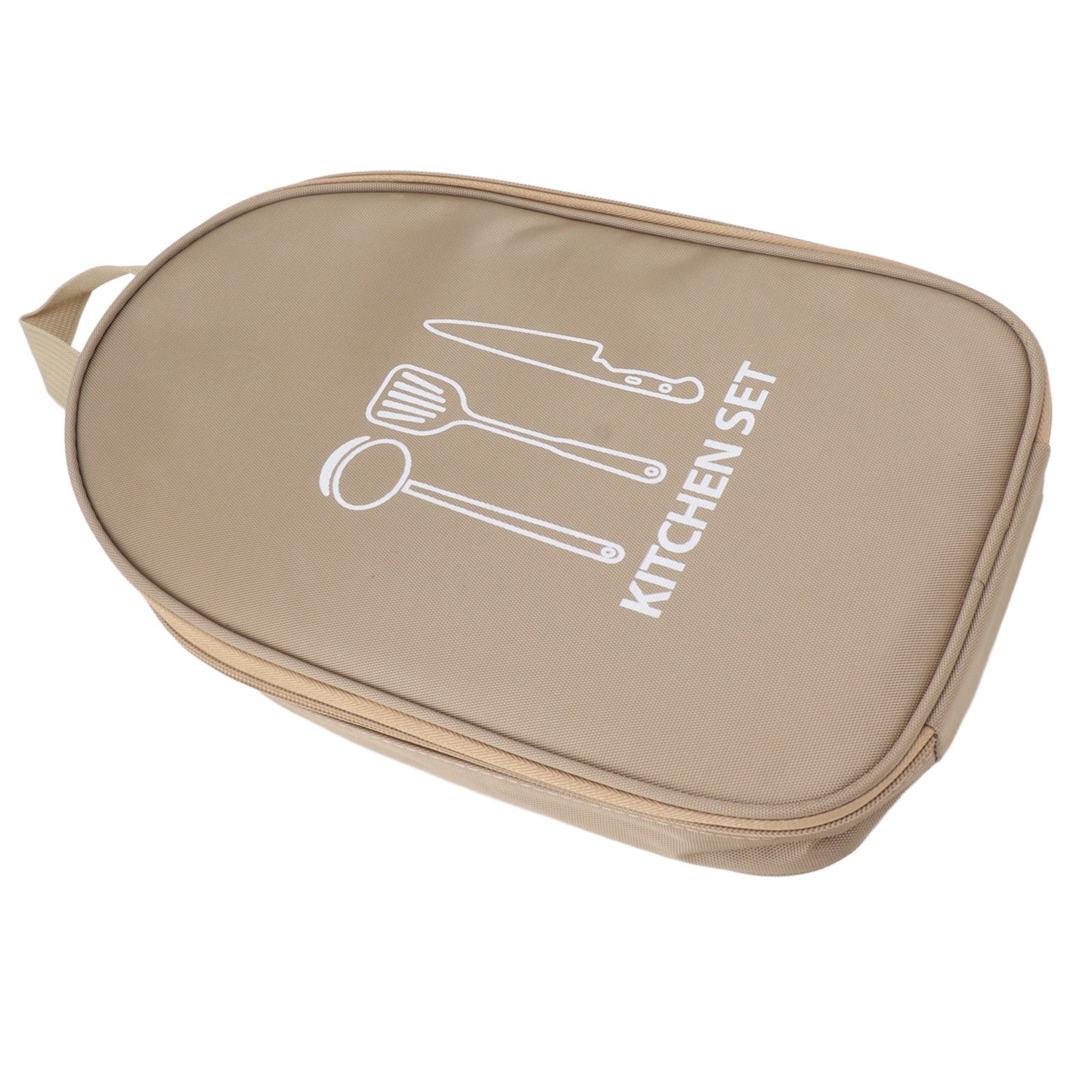 Camping Travel Cooking Utensils Bag Travel Cookware Pouch Bag with Handle for BBQ Camp Cookware Kitchen Kit Khaki - Image 6