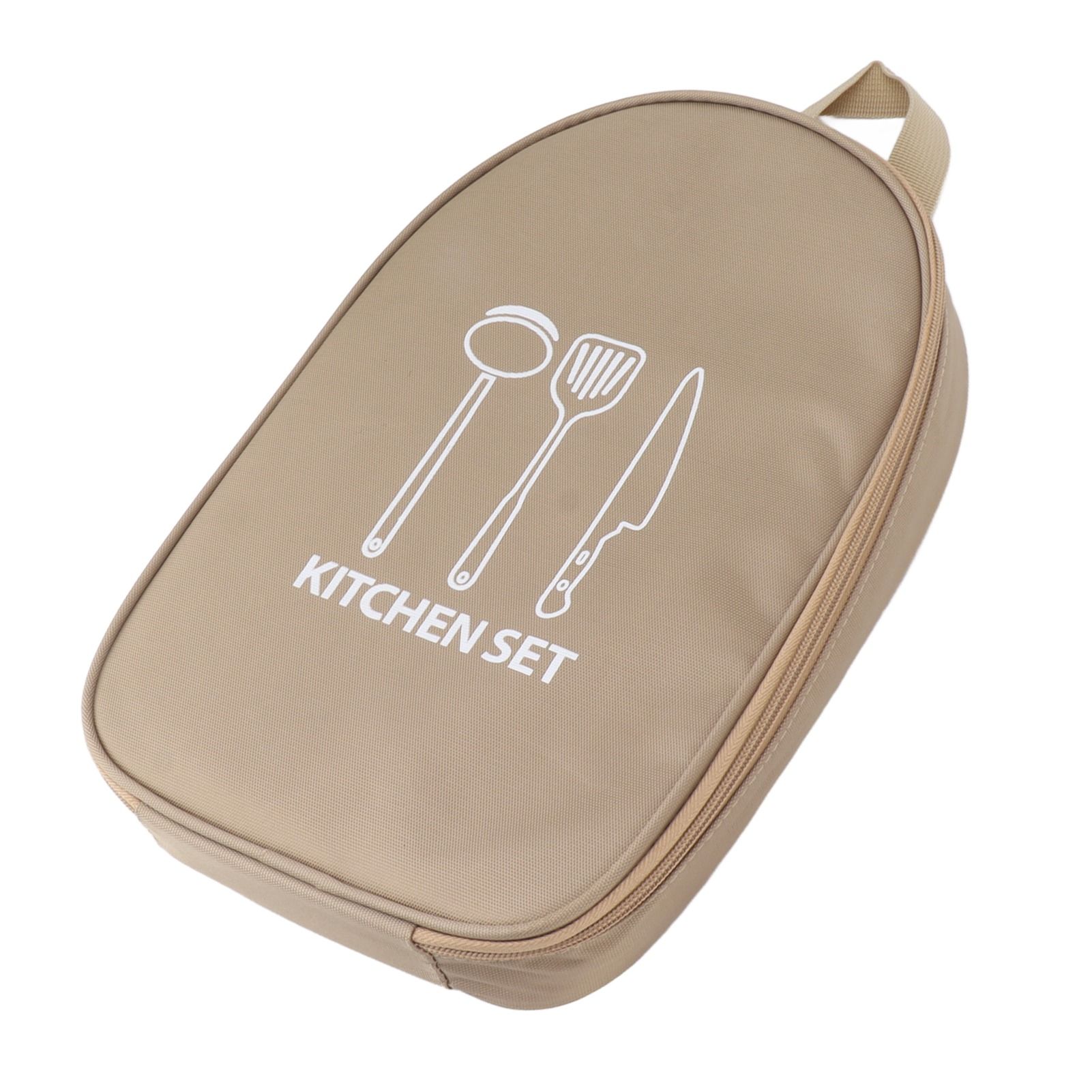 Camping Travel Cooking Utensils Bag Travel Cookware Pouch Bag with Handle for BBQ Camp Cookware Kitchen Kit Khaki - Image 7